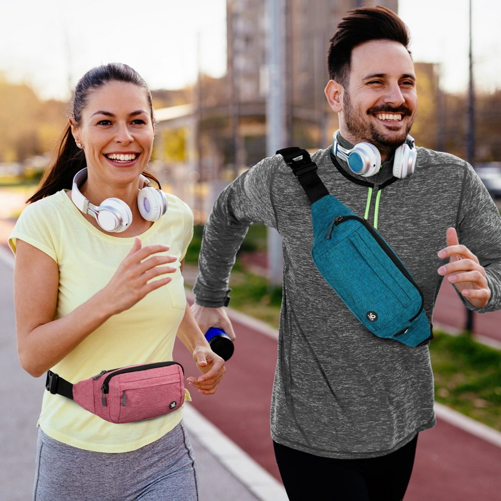 WATERFLY Unisex Lightweight Running Hiking Jogging Nylon Fanny Pack Waist Bag-Dark Blue