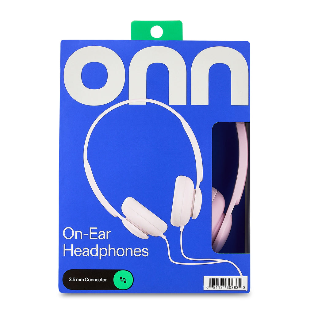 onn On-Ear Headphones, Pink