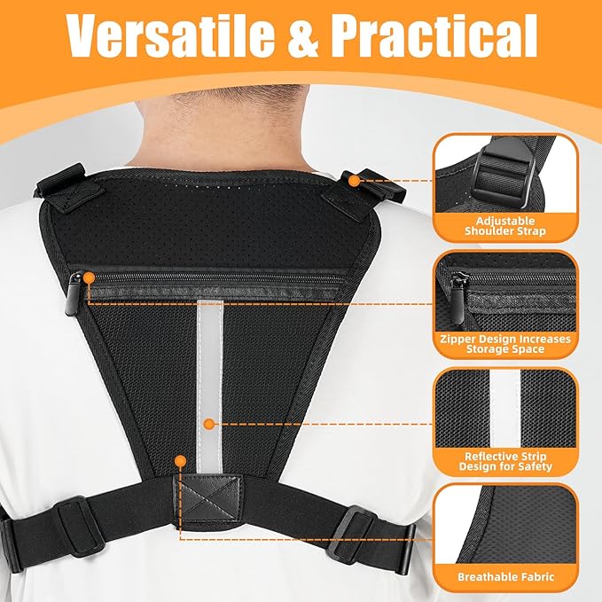 Chest Bag for Men,Running Pack Vest for Workouts,Water Resistant Sports Chest Pack For Running