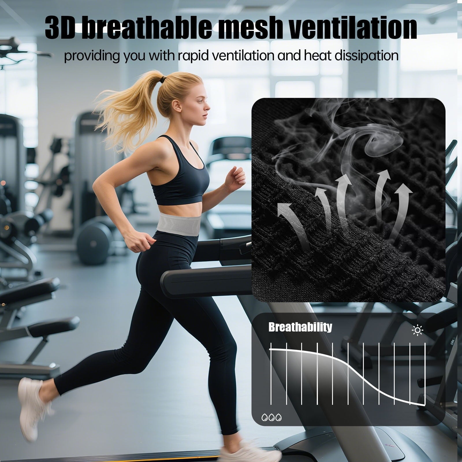 Running Belt for Women 360° Flip Belt - Nylon 3D Mesh Expandable Runners Belt for Gym Hiking