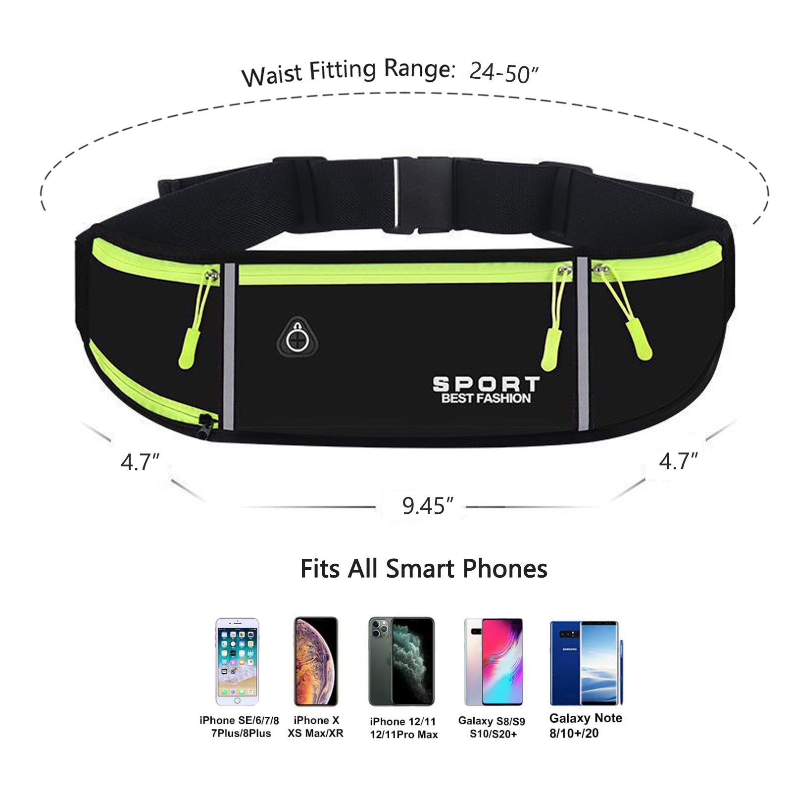 Entchin Slim Running Belt for Women Men, Runners Fanny Pack Phone Holder, Running Waist Bag for Workout