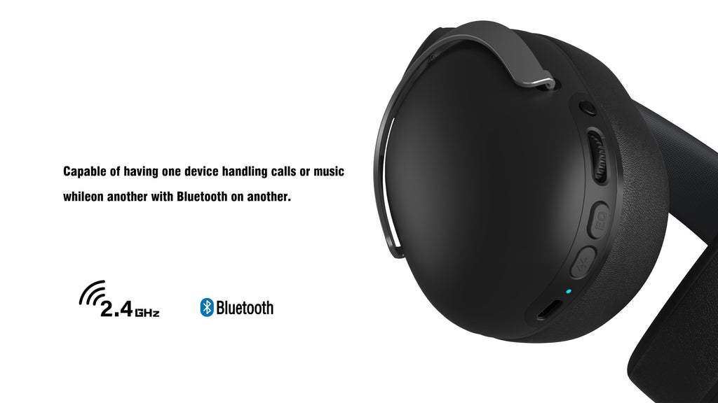 onn Wireless Gaming Headset Compatible with PlayStation 5, Bluetooth/2.4GHz, Black