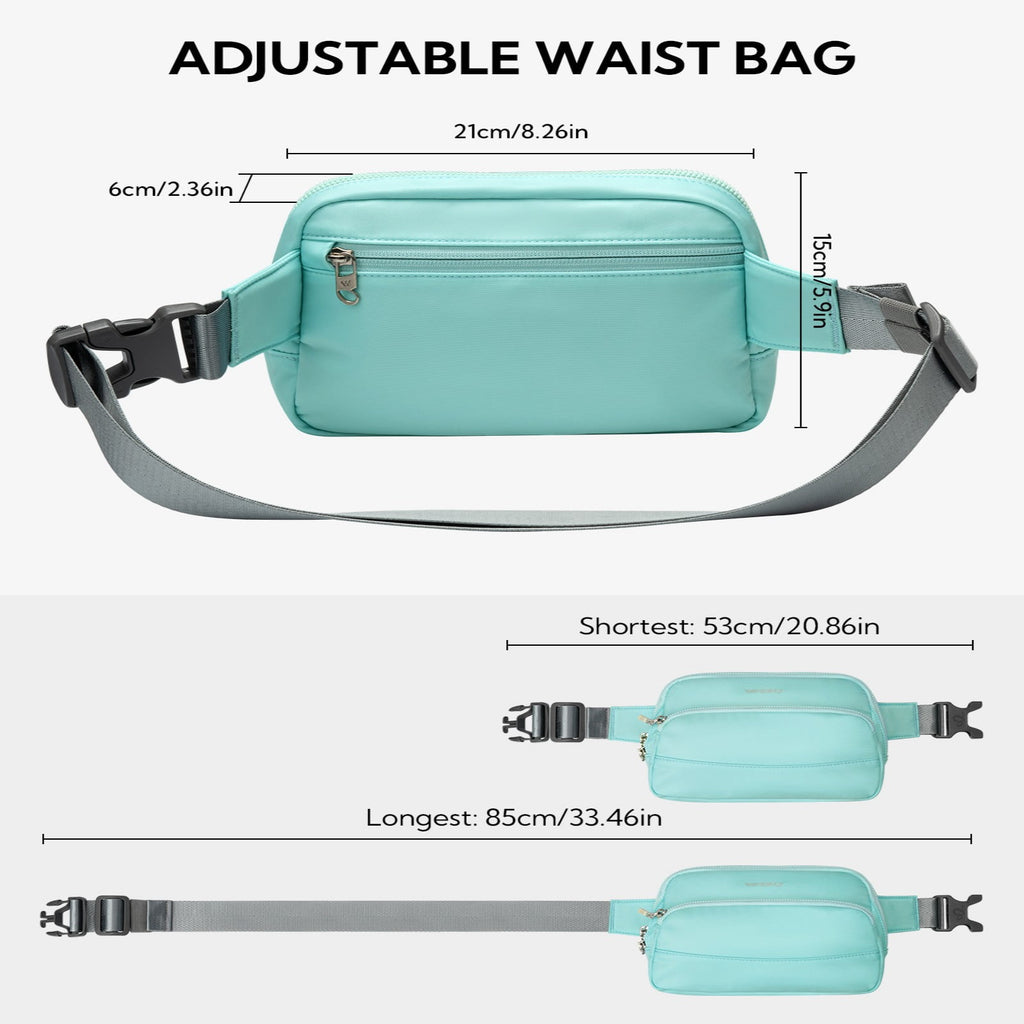 WATERFLY Unisex 2L Walking Hiking Travel Running Nylon Fanny Pack Waist Bag,Black