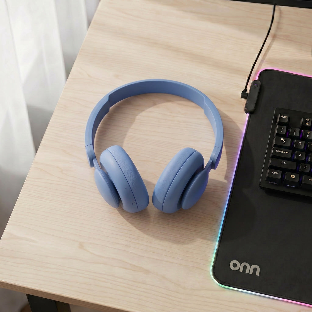 onn Wireless On-ear Headphones with Bluetooth, Black