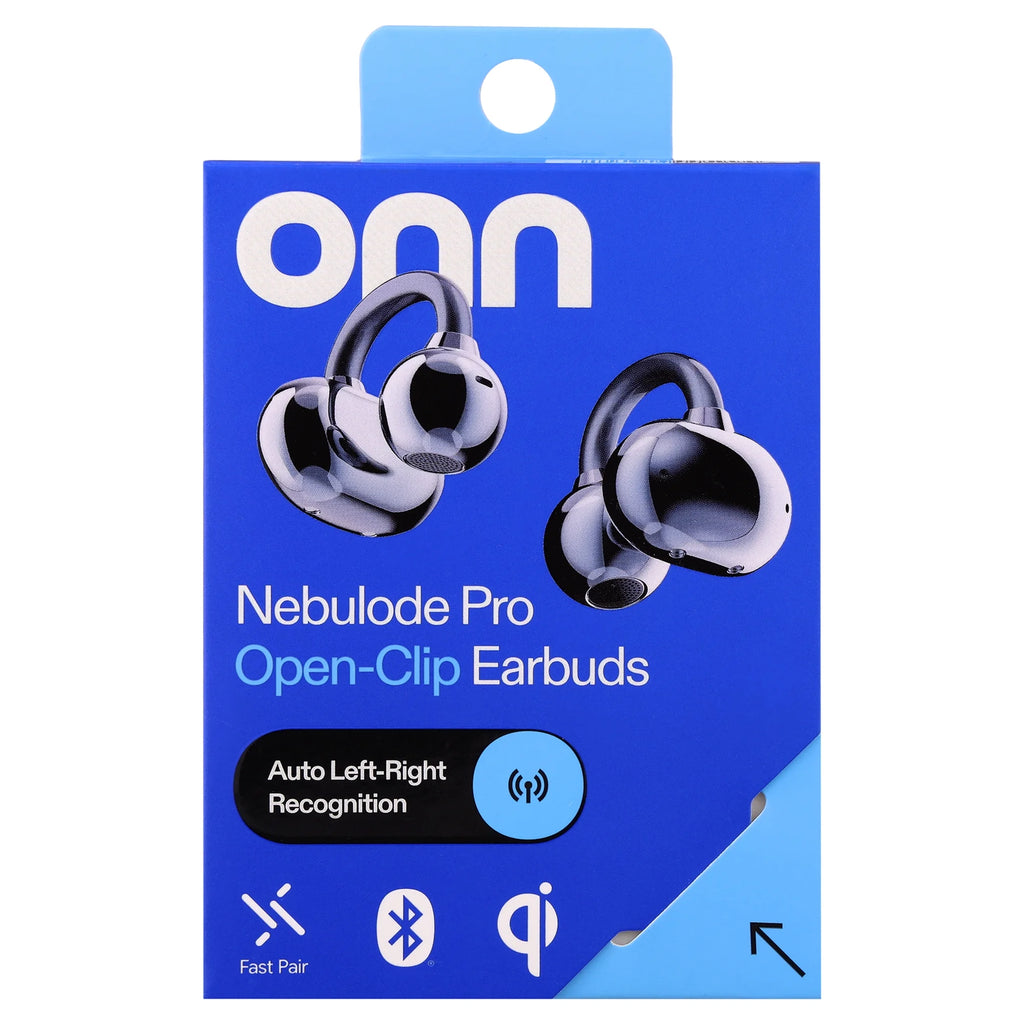 onn Nebulode Pro Open-Clip Wireless Earbuds, Blue