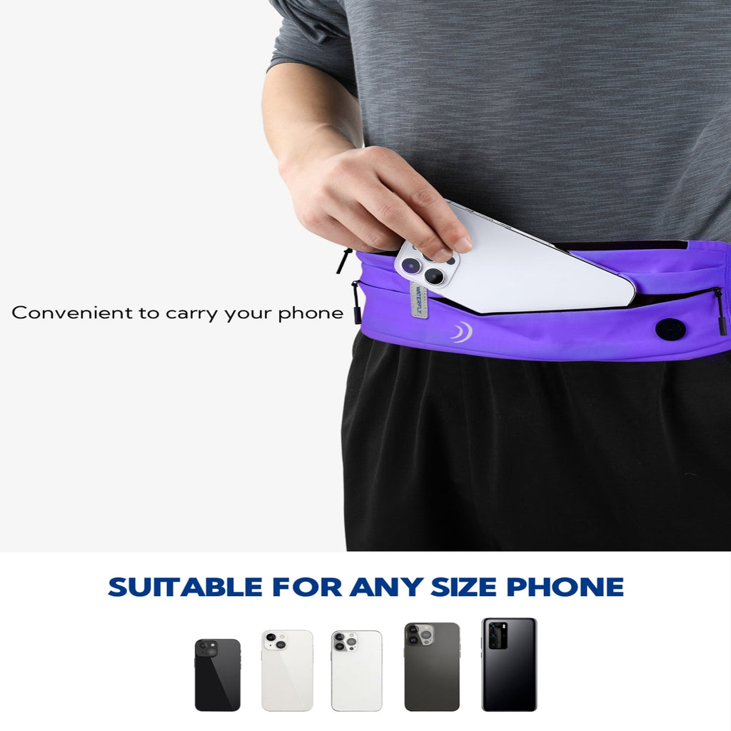 WATERFLY Unisex Adjustable Non-Slip Jogging Exercise Fitness Nylon Running Waist Belt,Black
