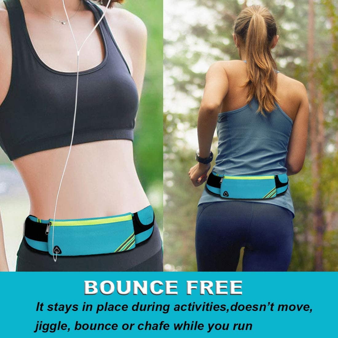 Slim Running Belt Fanny Pack,Waist Pack Bag for Hiking Cycling Workout,Reflective Runners Belt Jogging Pouch,Travelling Money Phone Holder for Running Gear Accessories