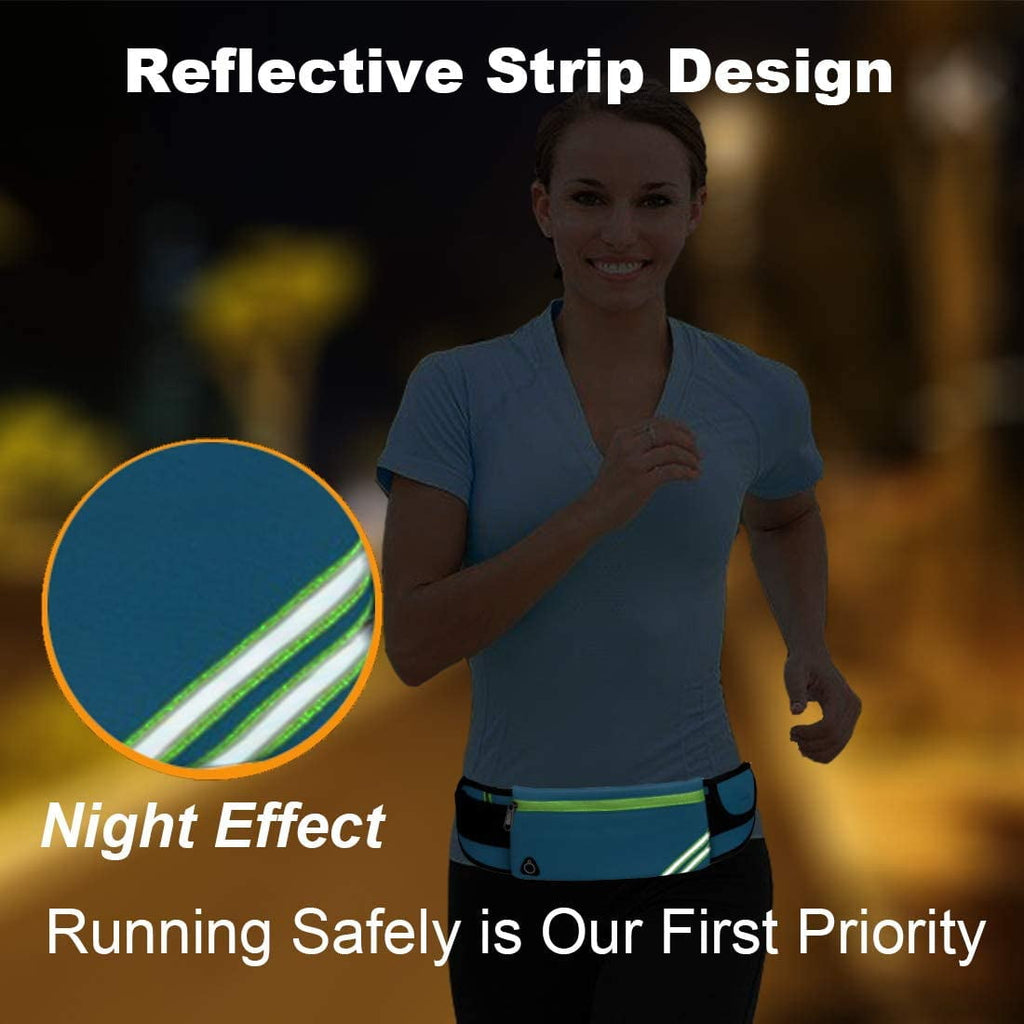 Slim Running Belt Fanny Pack,Waist Pack Bag for Hiking Cycling Workout,Reflective Runners Belt Jogging Pouch,Travelling Money Phone Holder for Running Gear Accessories