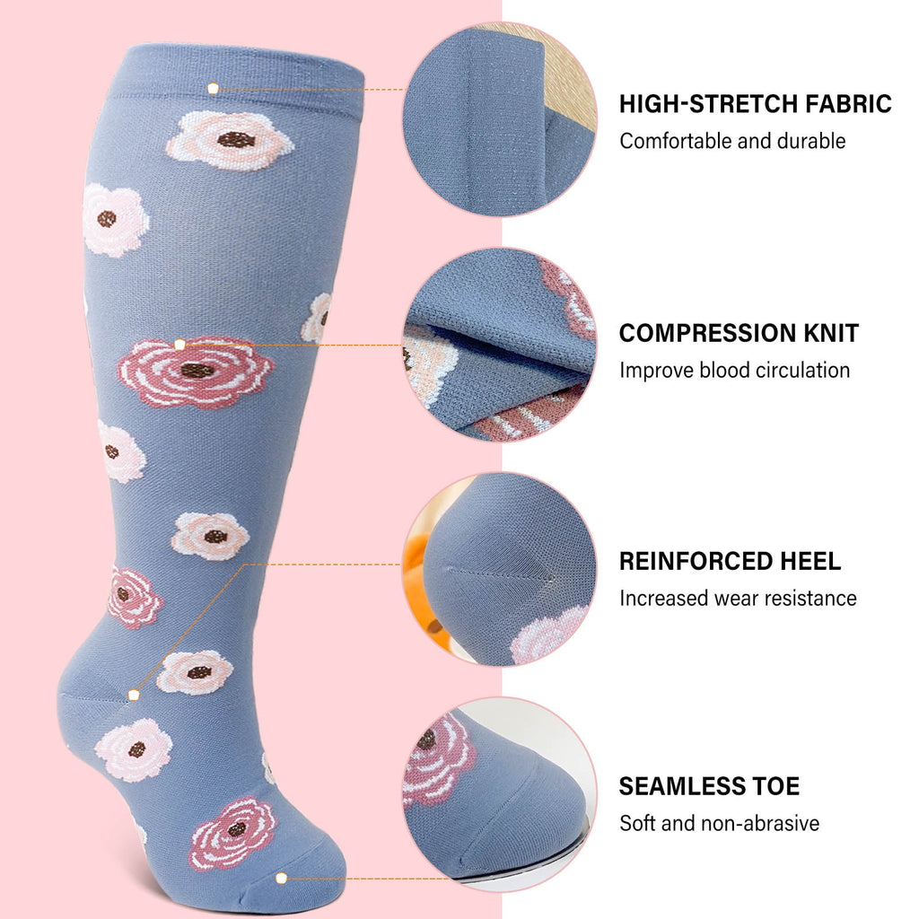 2 Pairs Wide Calf Compression Socks for Women Men AMITOFO Circulation 20-30mmHg Plus Size Knee High Support Stockings| Circulation | Nurses | Running | Travel,Beige Black 4XL