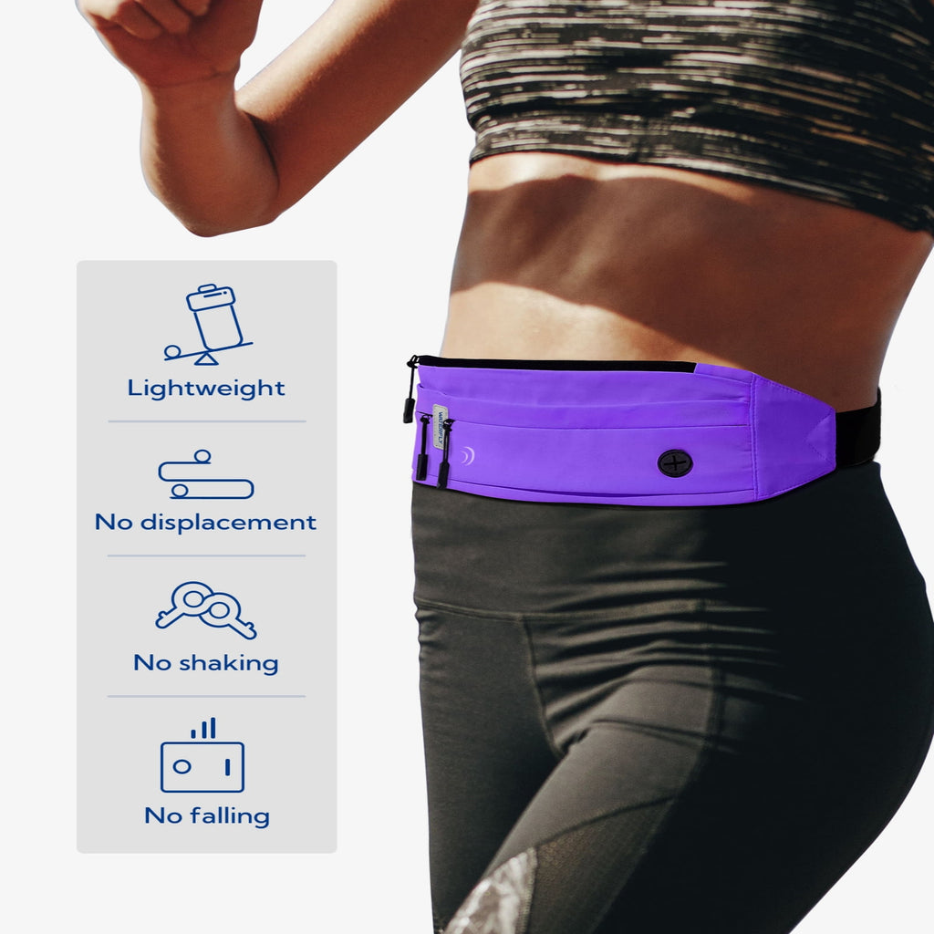 WATERFLY Unisex Adjustable Non-Slip Jogging Exercise Fitness Nylon Running Waist Belt,Black