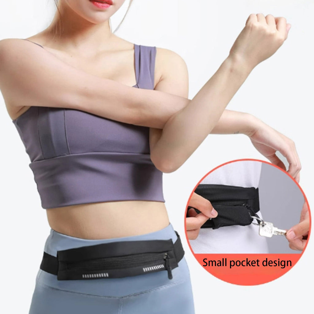 DAMAI Slim Running Belt Fanny Pack, Exercise Waist Pack for Women and Men, Runners Fanny Pack Phone Holder, Waist Belt for Workout Jogging Hiking Cycling, Money Belt Running Gear Accessories (Black)