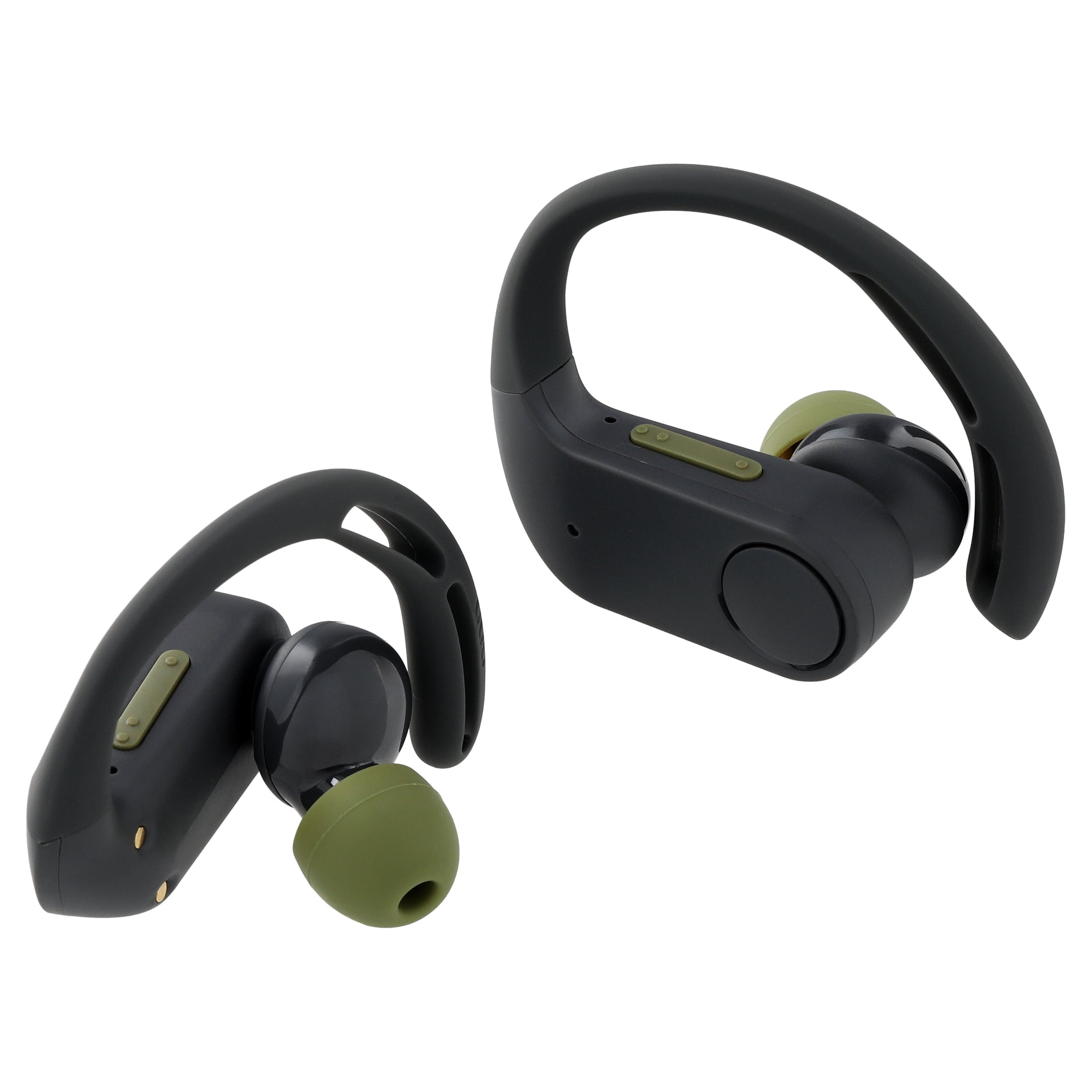 onn Wireless Sport Earbuds with Comfort Grip Ear Hooks, Black