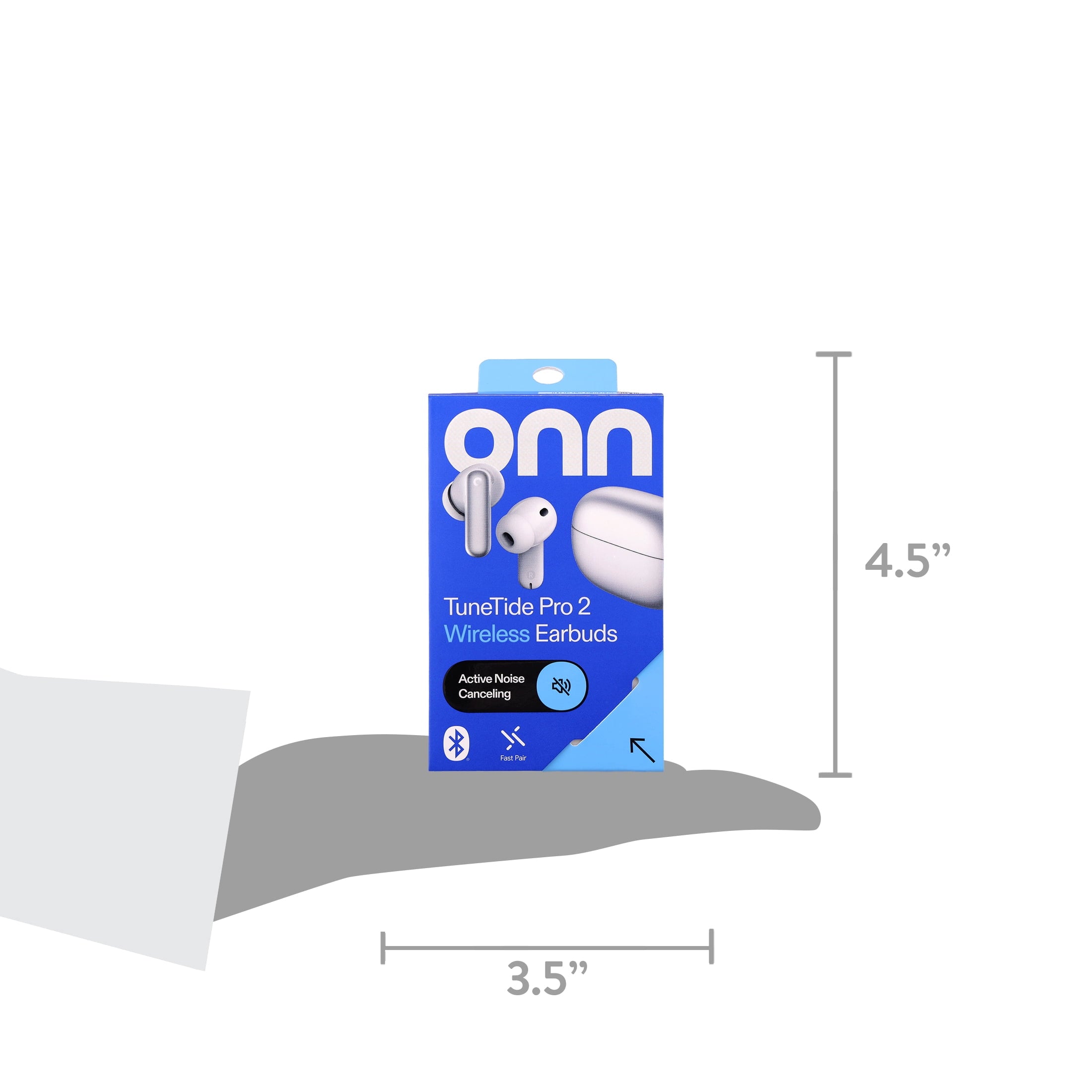 onn TuneTide Pro 2 Wireless Earbuds, White