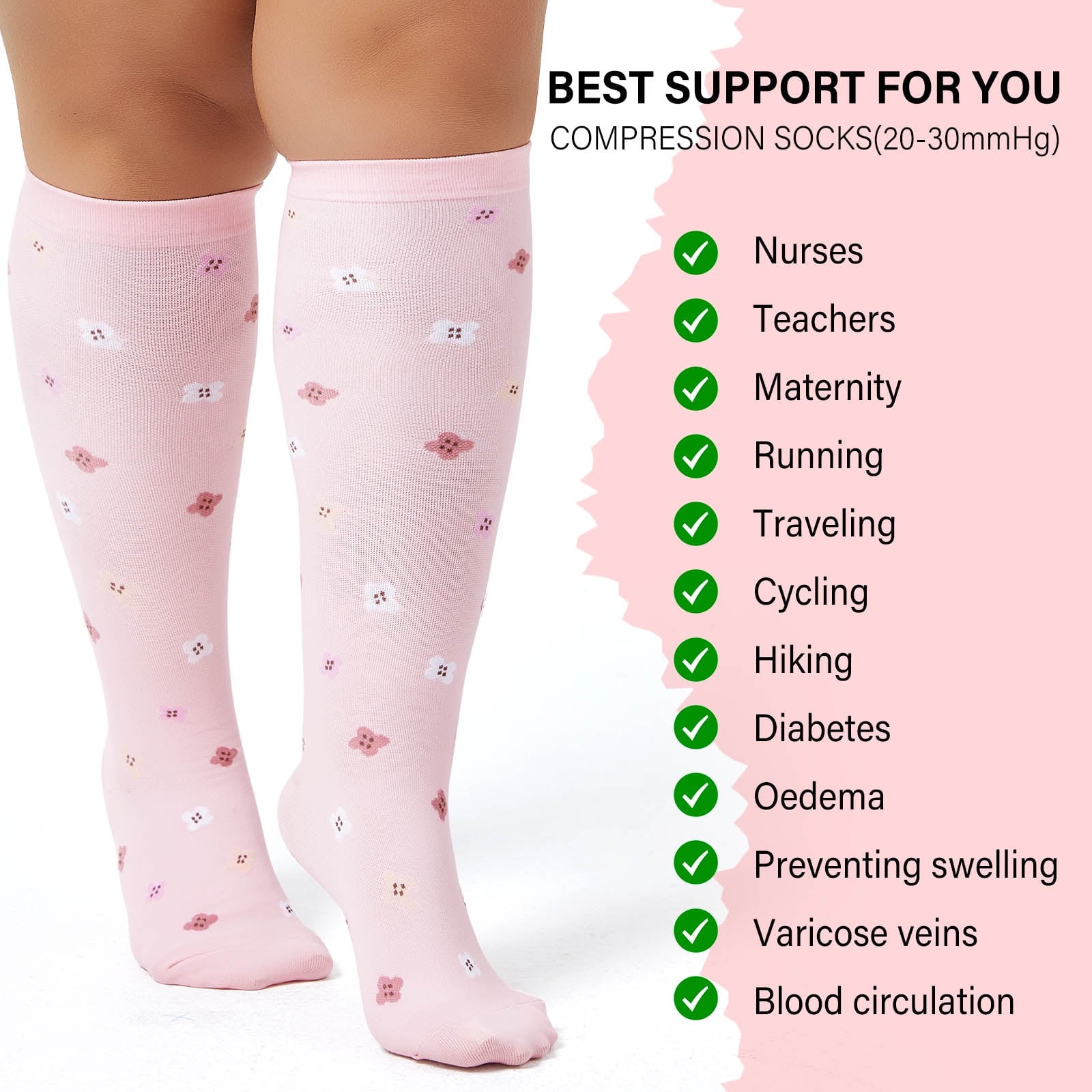 2 Pairs Wide Calf Compression Socks for Women Men AMITOFO Circulation 20-30mmHg Plus Size Knee High Support Stockings for Medical | Circulation | Nurses | Running | Travel, Black 4XL