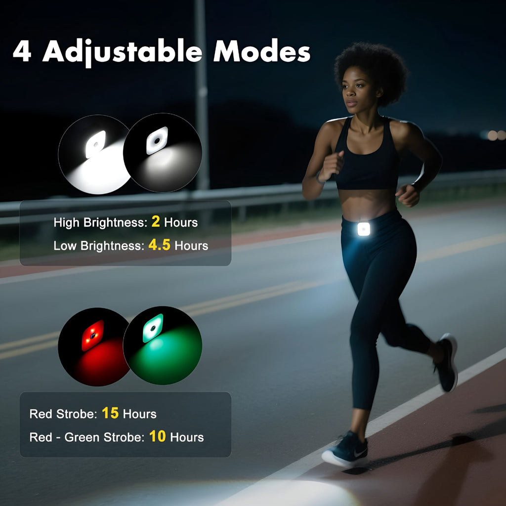 HIBIBUD 2 Pack Running Lights for Runners Rechargeable Clip on Flashlight,Running Accessories for Men,Walking Light for Night Walking,4 Modes Safety Dog Light,Jogging Biking Hiking Camping