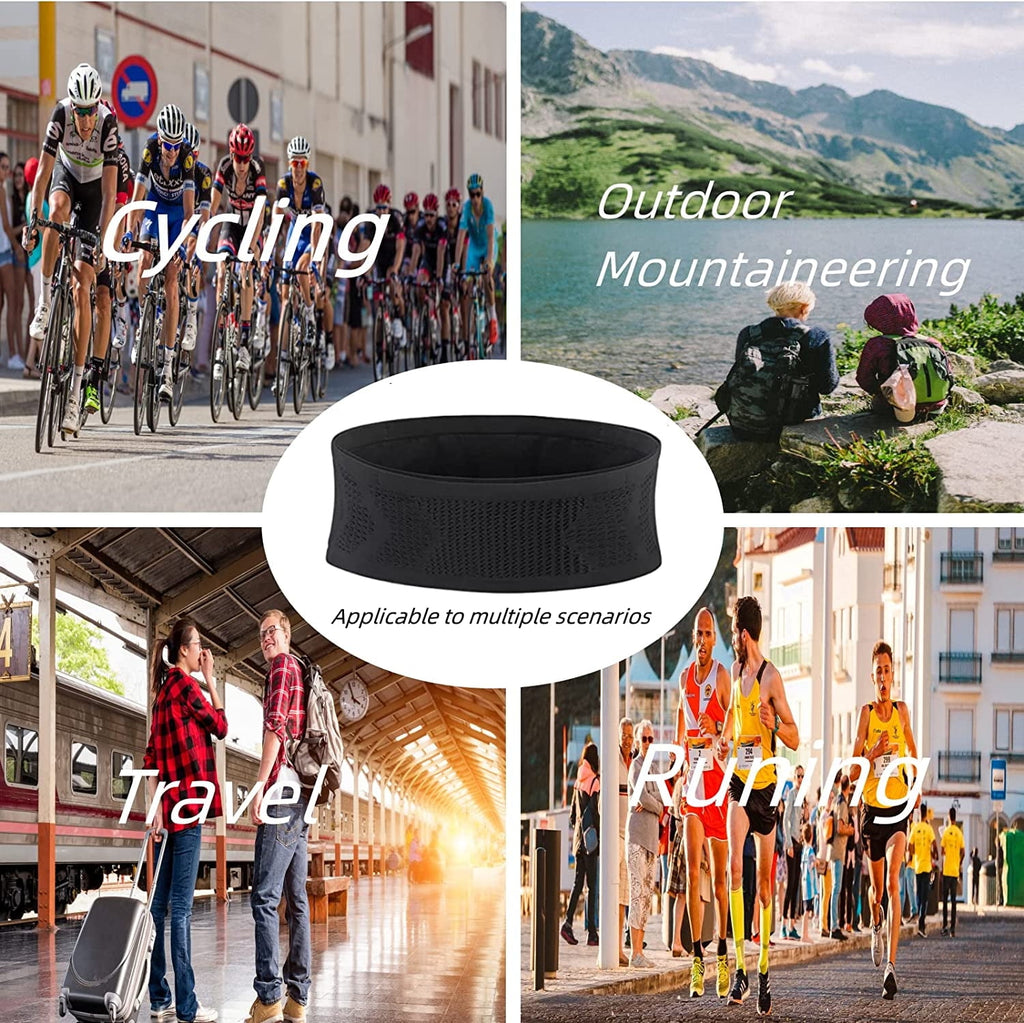 Scheam Slim Running Belt | Travel Money Belt | Waist Bag | Running Waist Pack | Slim Fanny Pack for Running | Hidden Pockets for Travel (Black, m)