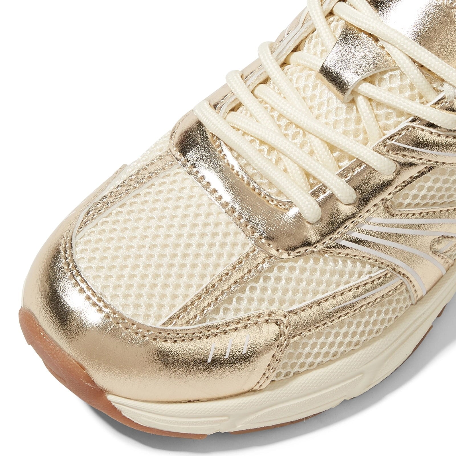 LUCKY STEP Lace Up Mesh Lightweight Fashion Sneakers Casual Running Shoes,Gold,Womens