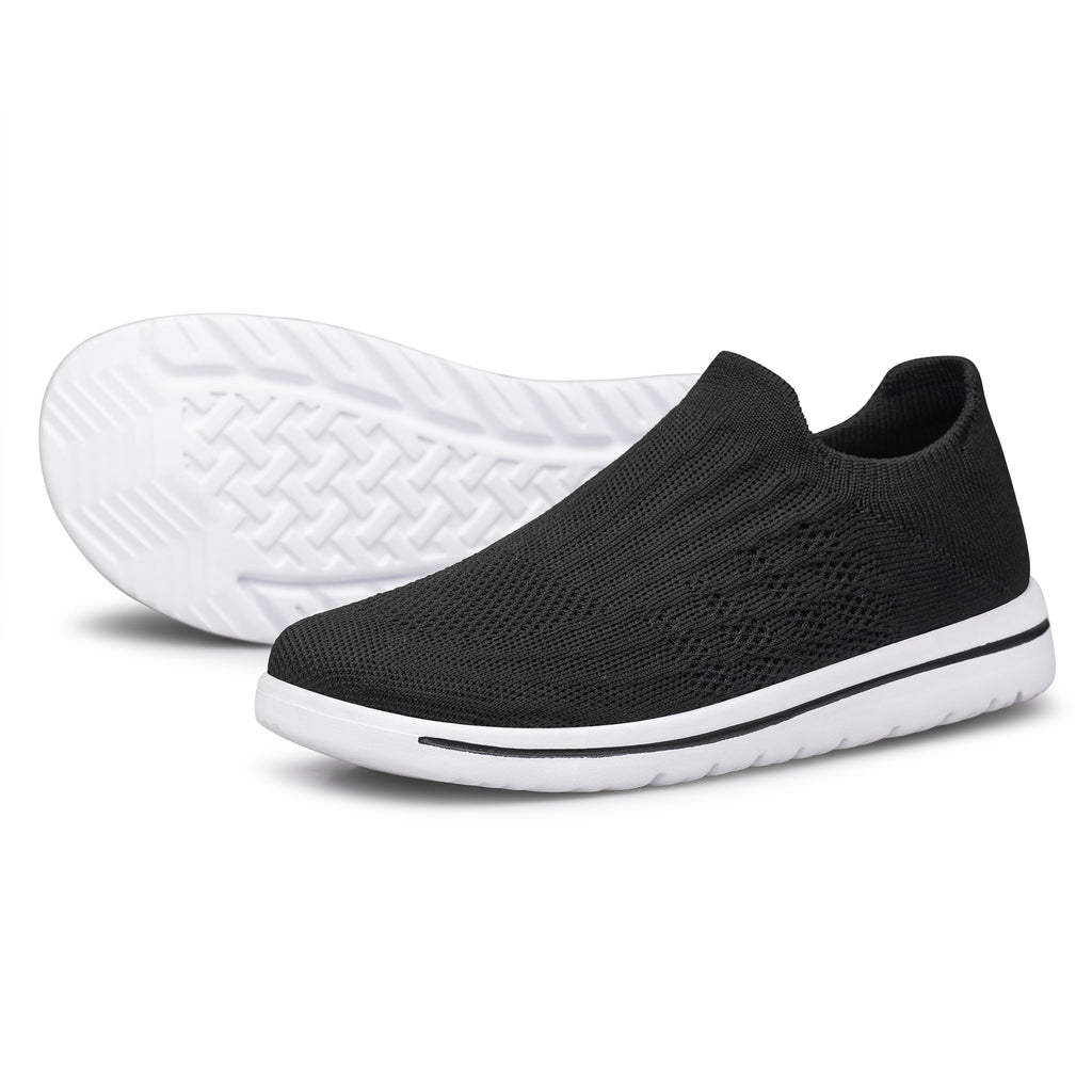 Unisex Sock Walking Shoes Wide Toe Box Slip-on Mens Running Shoe Womens Lightweight Casual Fashion Sneakers Black 8Women/6Men