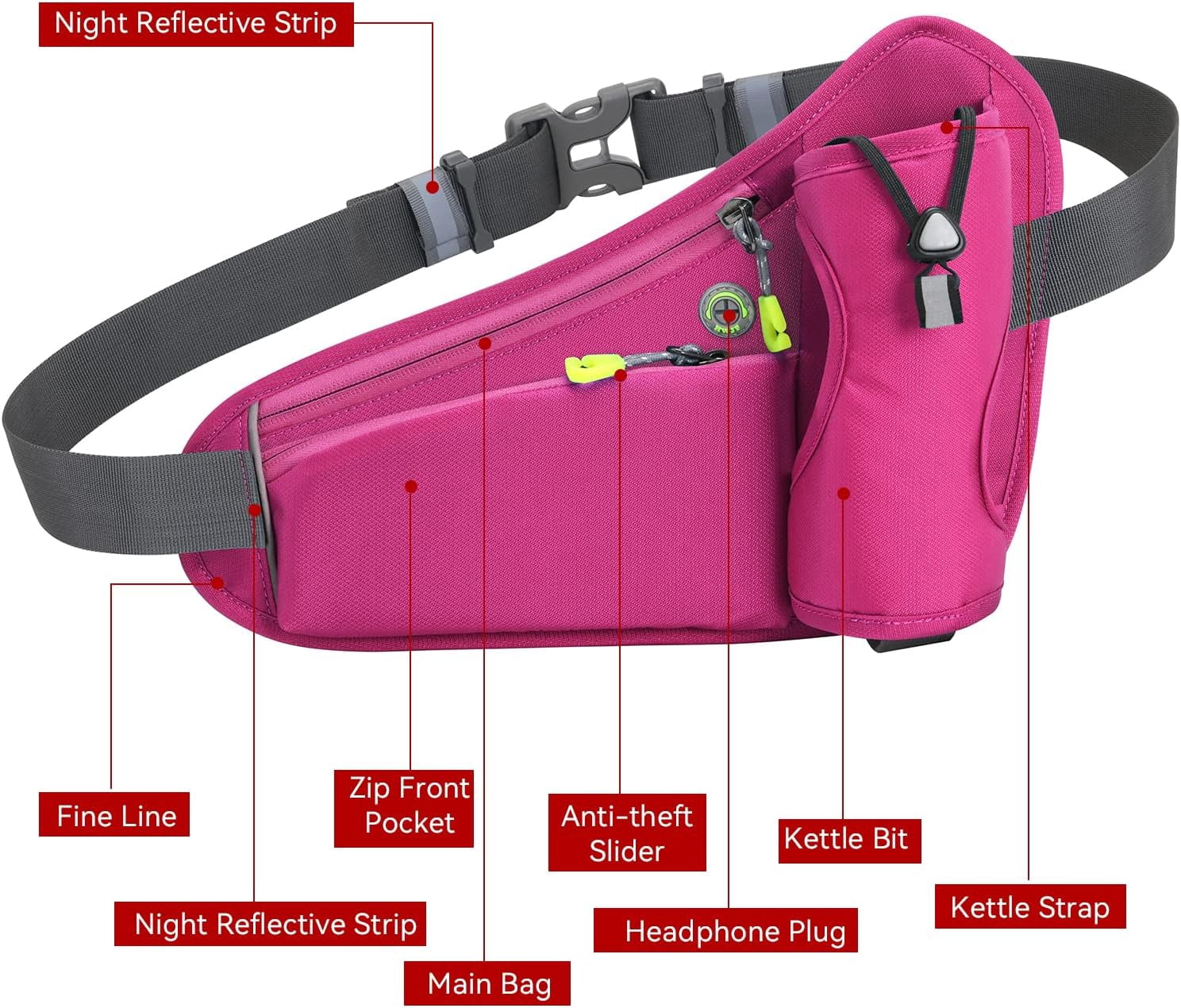 Running Belt Hydration Waist Pack with Water Bottle Holder for Men&Women Outdoor Sports (Black)