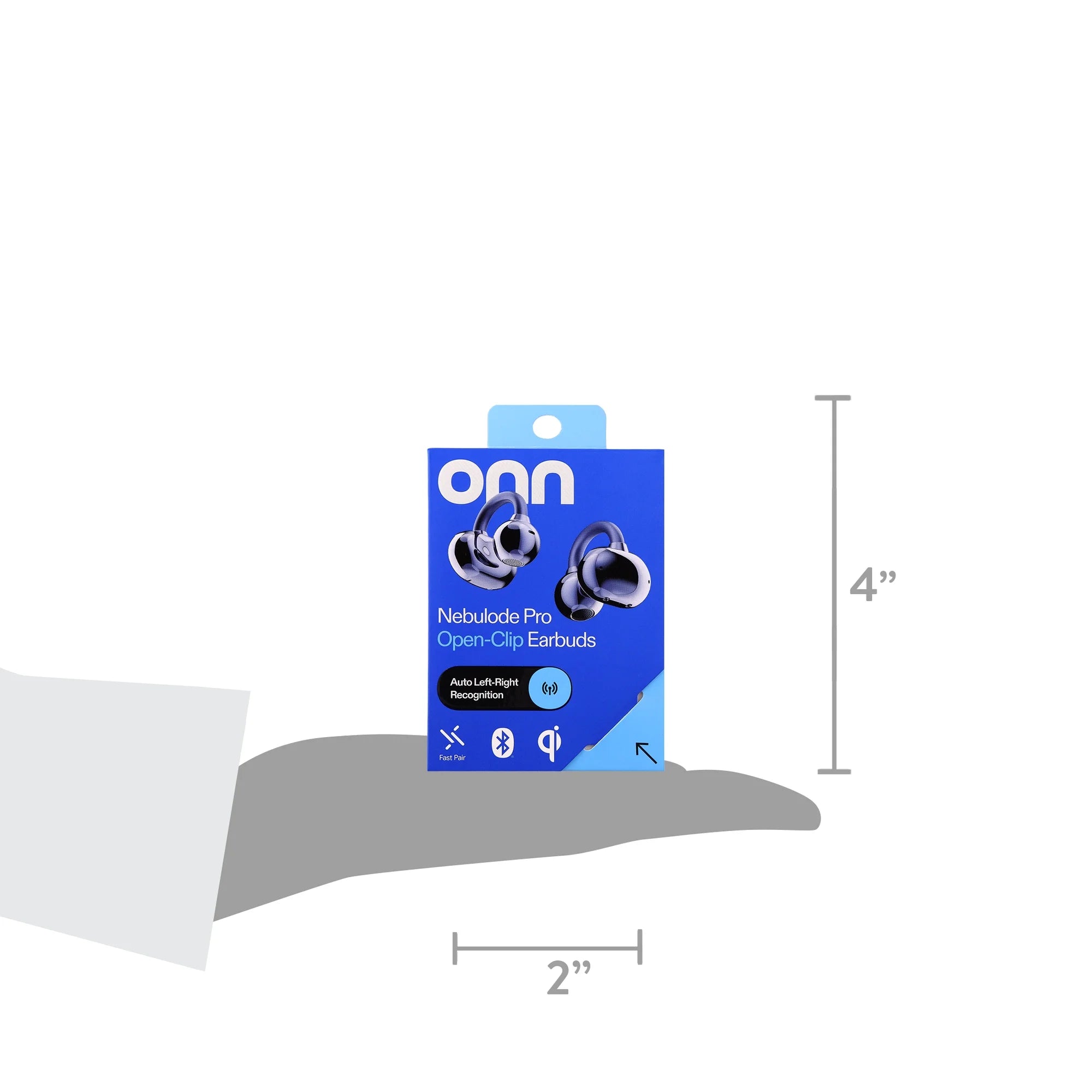 onn Nebulode Pro Open-Clip Wireless Earbuds, Blue