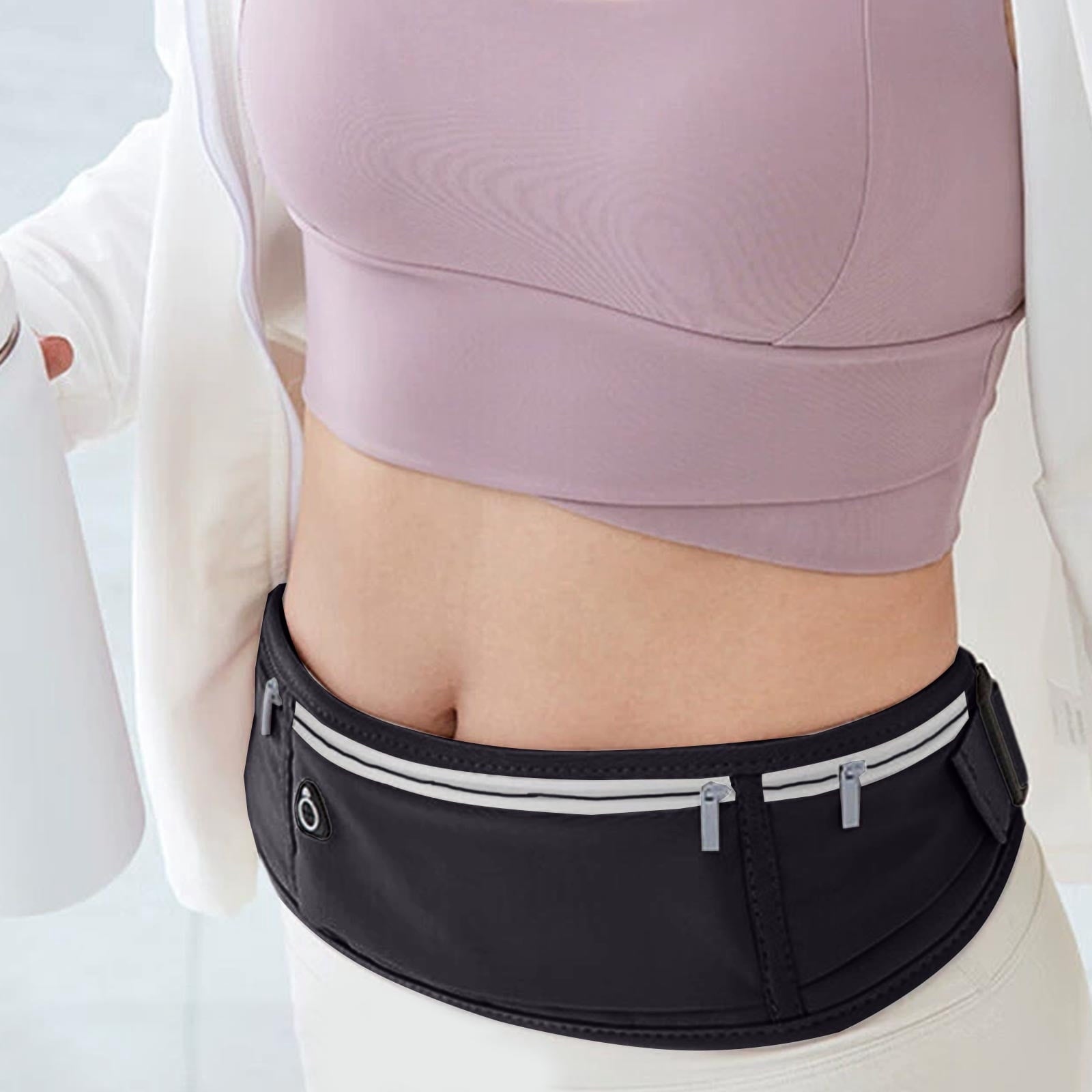 Waterproof Waist Bag Running Fanny Pack Sports Phone Pouch 18.9in with Reflective Strips Multi Pocket Adjustable Belt for Night Running Cycling Hiking Camping Gym Outdoor Sports Travel Accessories