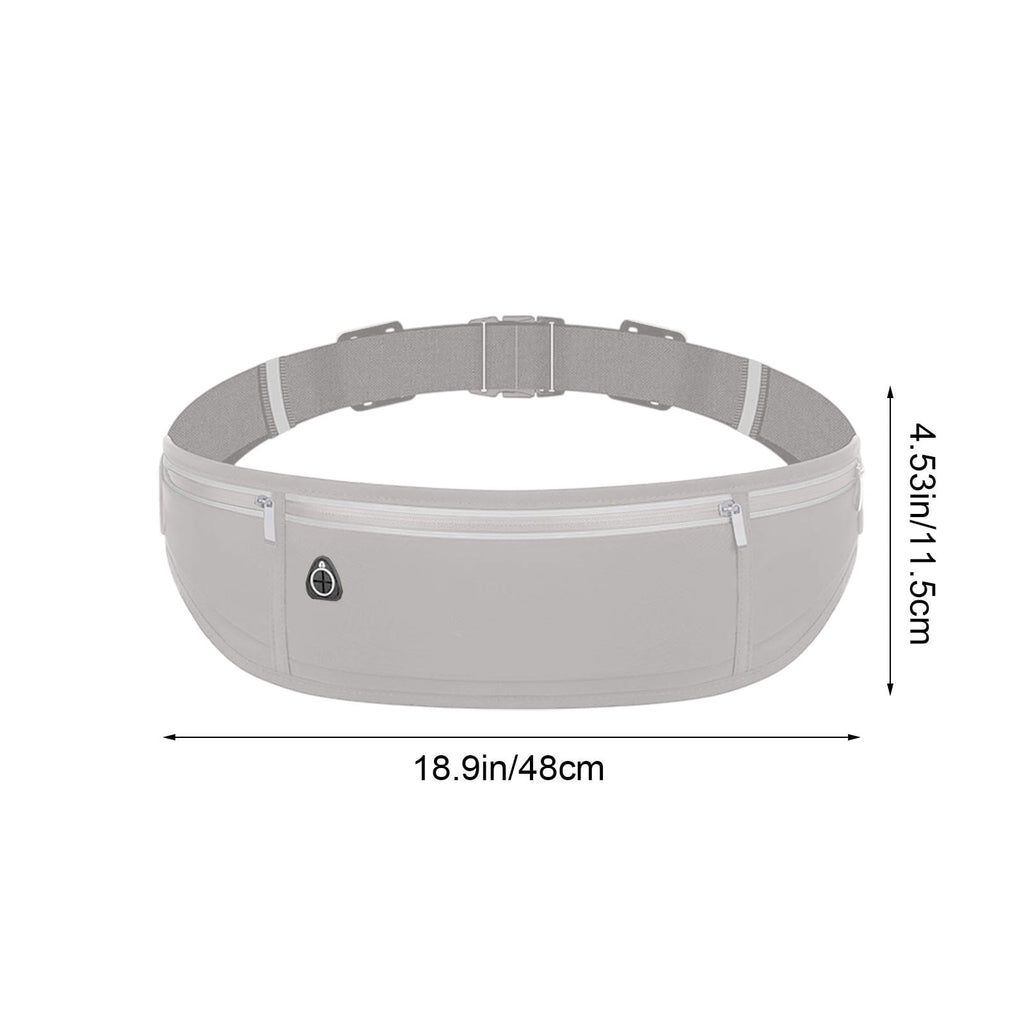 Waterproof Waist Bag Running Fanny Pack Sports Phone Pouch 18.9in with Reflective Strips Multi Pocket Adjustable Belt for Night Running Cycling Hiking Camping Gym Outdoor Sports Travel Accessories
