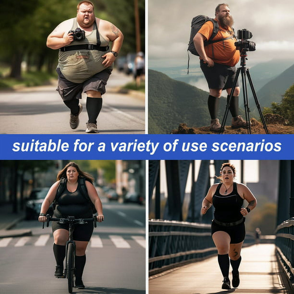 2 Pairs Wide Calf Compression Socks for Women Men AMITOFO Circulation 20-30mmHg Plus Size Knee High Support Stockings for Medical | Circulation | Nurses | Running | Travel, Black 4XL