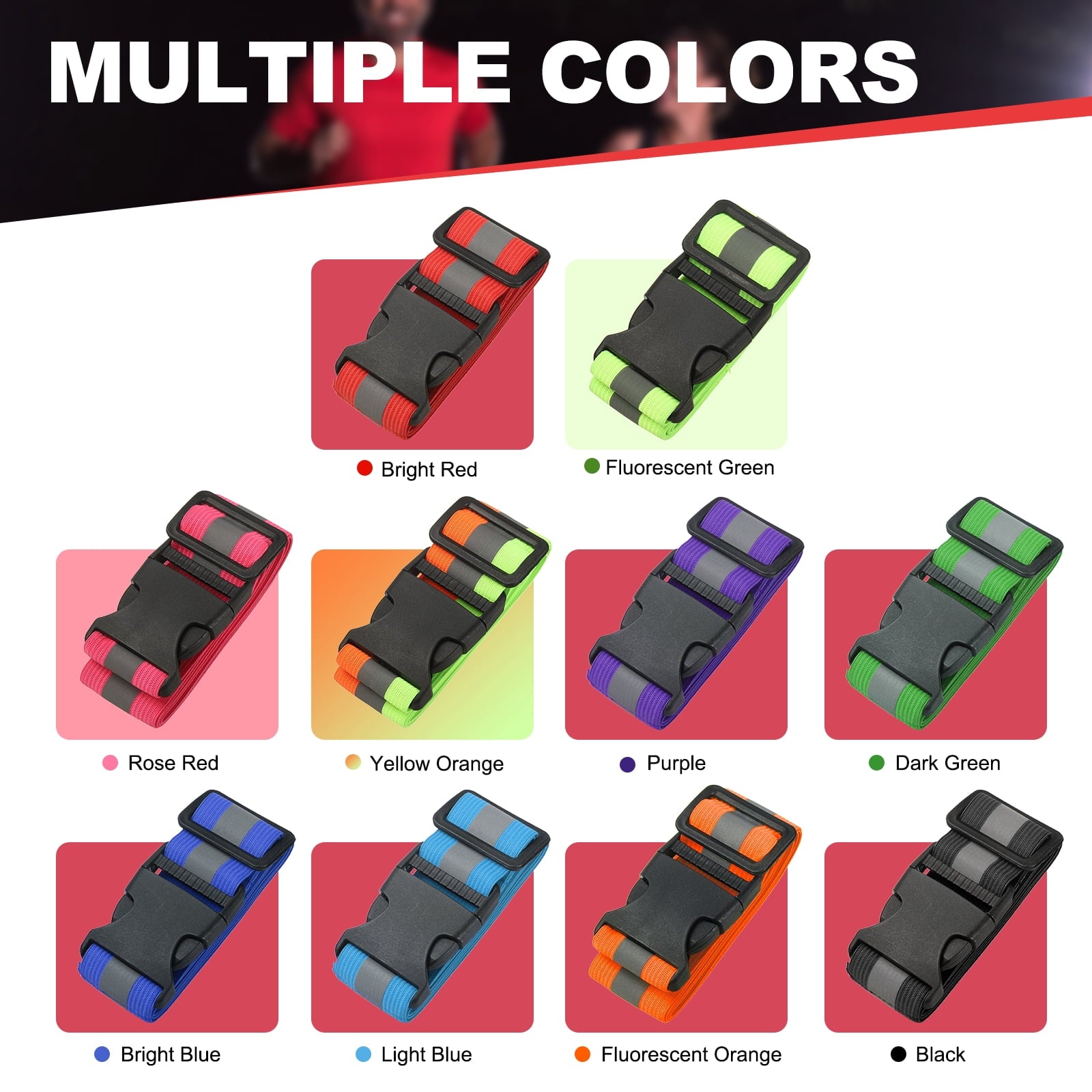 Uxcell Reflective Safety Belt, Adjustable High Visibility Glow Belt Outdoor Running Gear Accessories Fit For (Running/Walking/Cycling), 43.3 x 1.6" & 2 Pcs & Bright Red