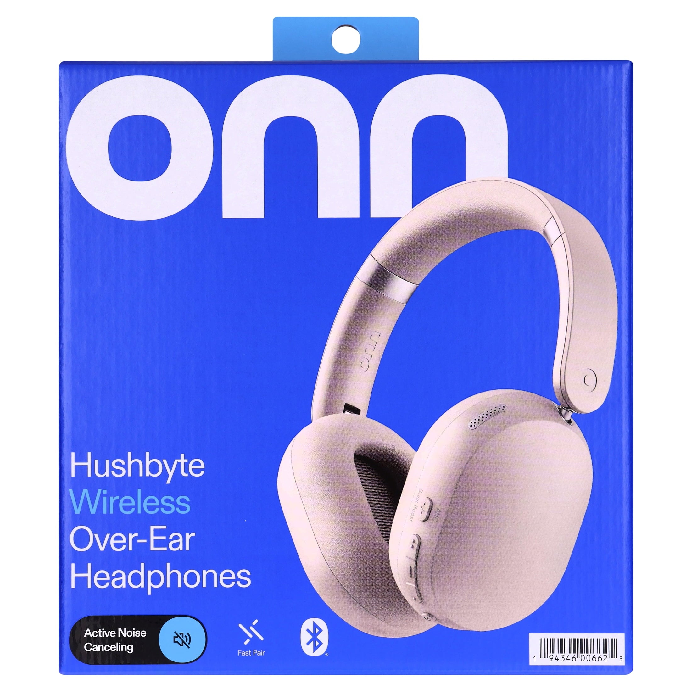 onn Hushbyte Wireless Over-Ear Headphones, Black