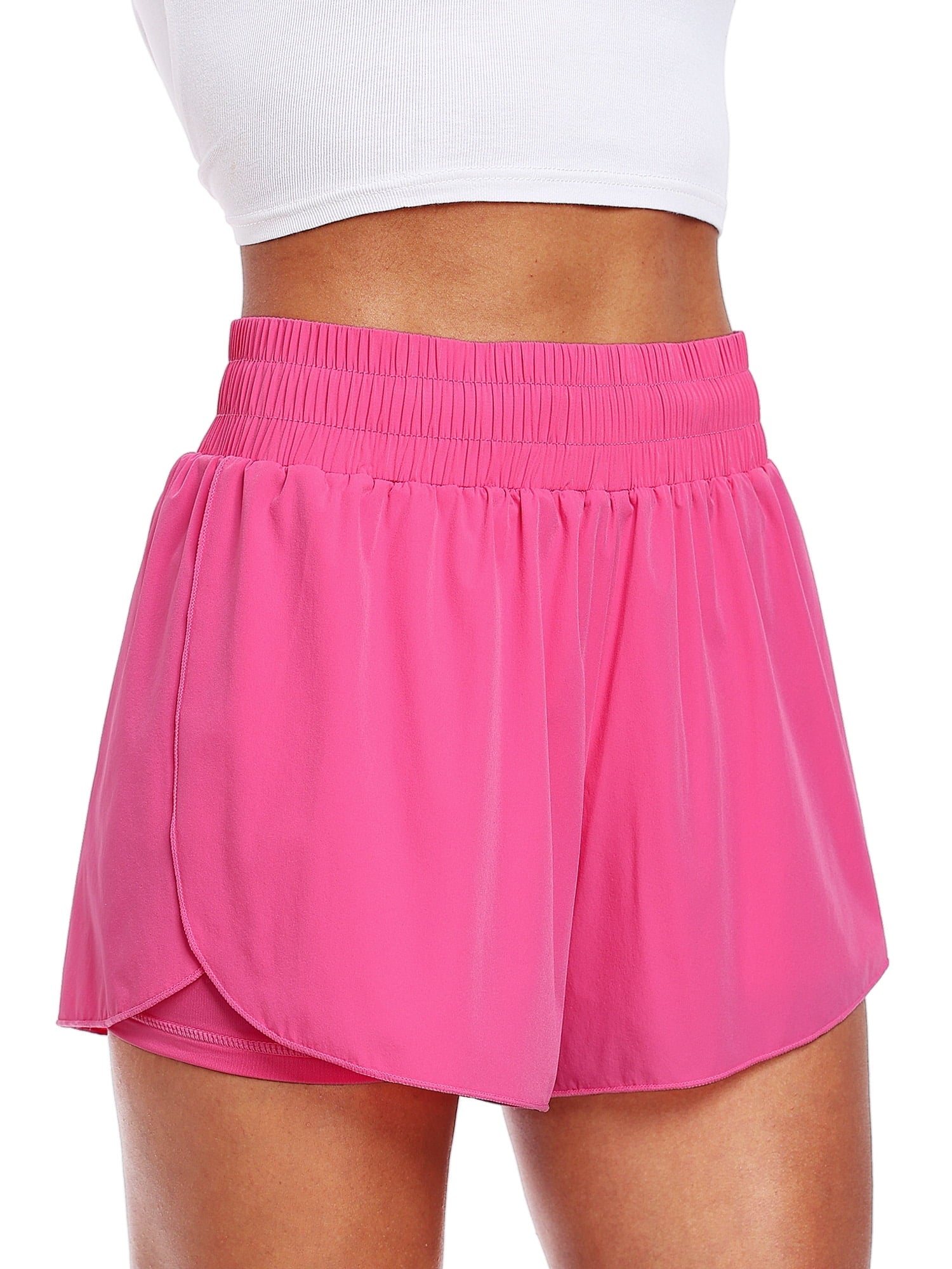 NELEUS Womens 2 in 1 Workout Yoga Shorts for Athletic Gym Running Casual Summer Short with Pocket,Navy Blue,US Size L