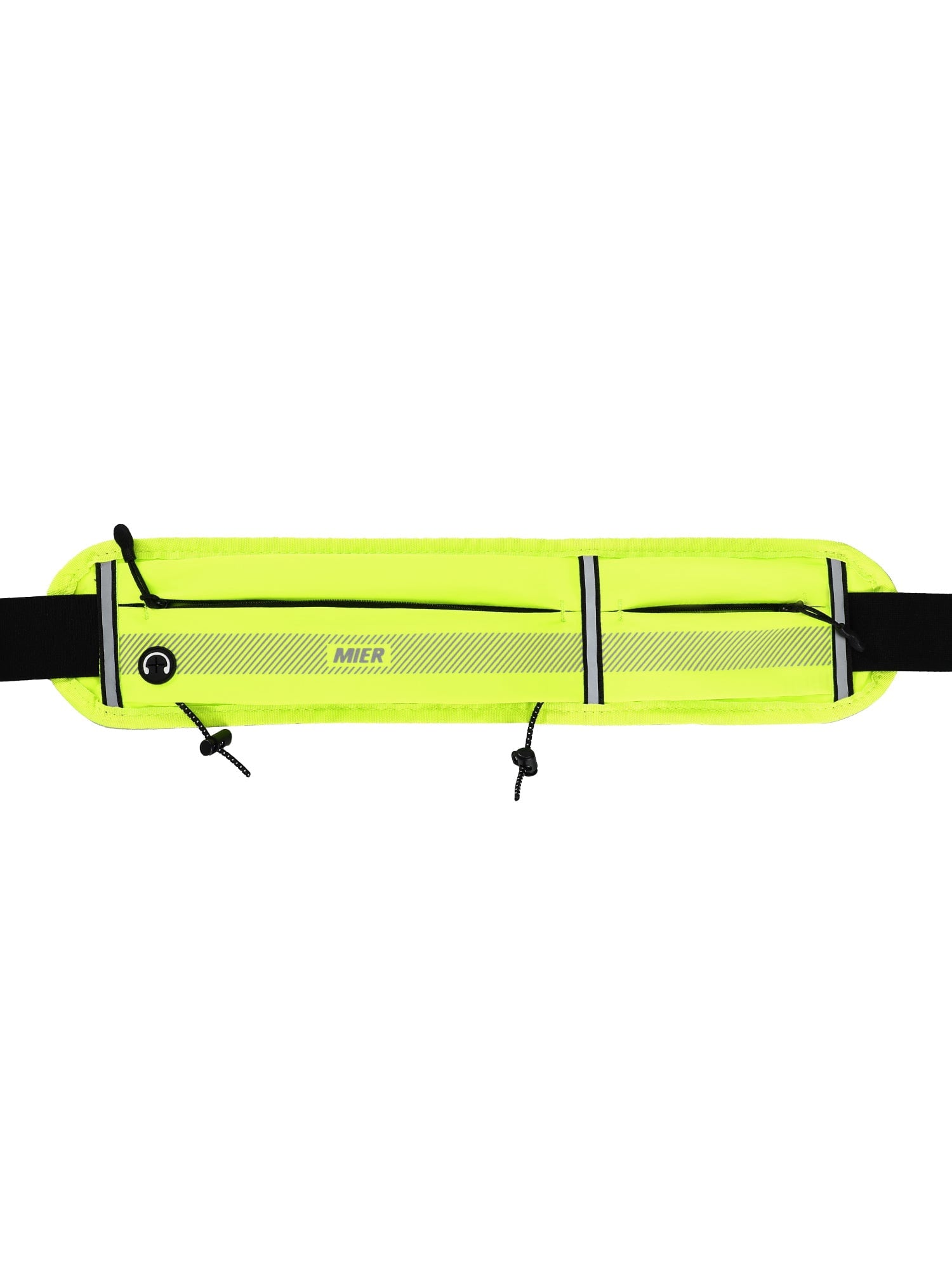 MIER Running Belt Slim Waist Pack with Bib Clips Adjustable Elastic Phone Holder for Fitness Marathon Daily Travel Black