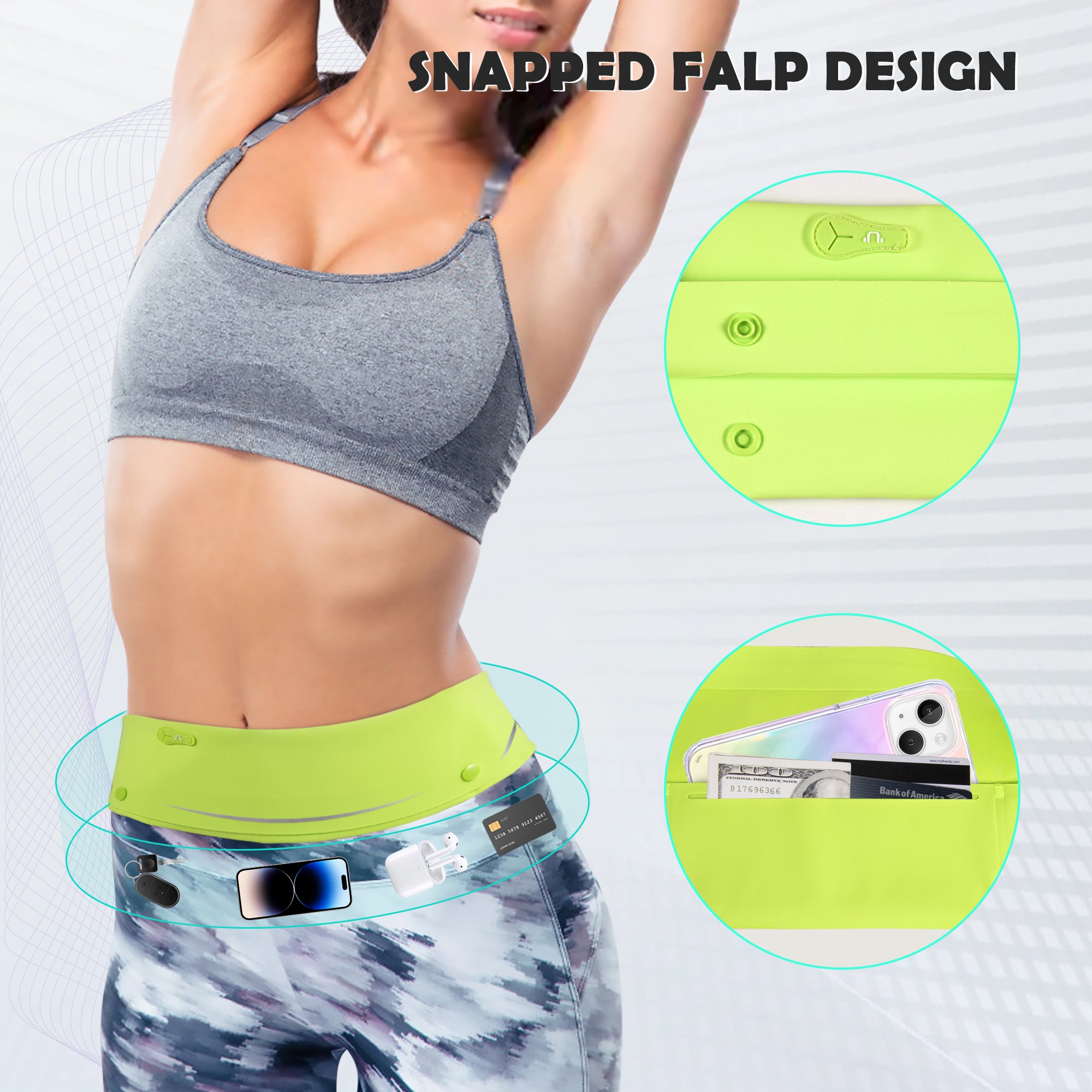 LUXMO Slim Running Belt for Men & Women, Adjustable Waist Pack for Phone