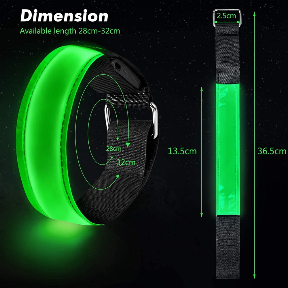 Running Light for Runners (2 Pack) Rechargeable LED Armband Reflective Running Gear, LED Light Up Band for Joggers Bikers Walkers