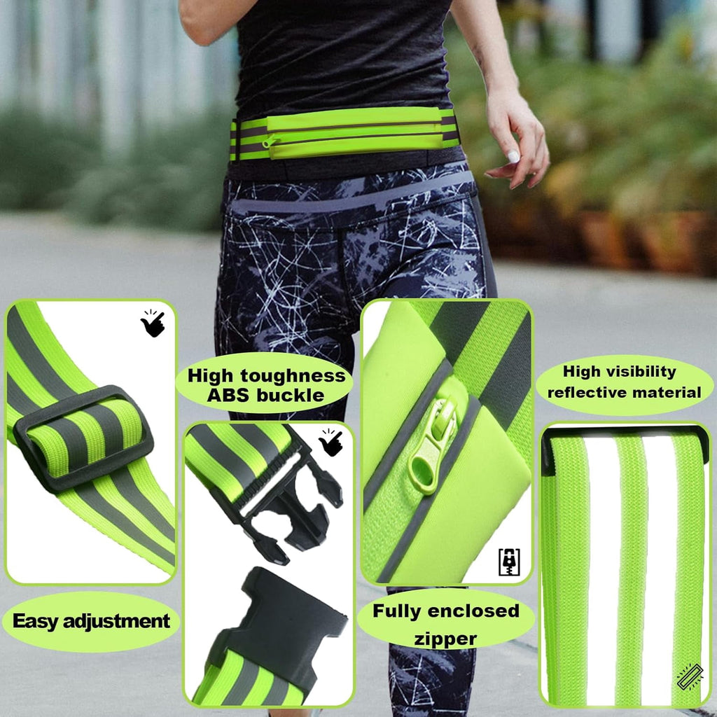 IULAVP Running Belt Running Phone Belt for Women and Men Phone Holder Runners Pouch Waist Reflective Runners Money Belts Exercise Waist Workout Jogging Running Gear Accessories (Pink）