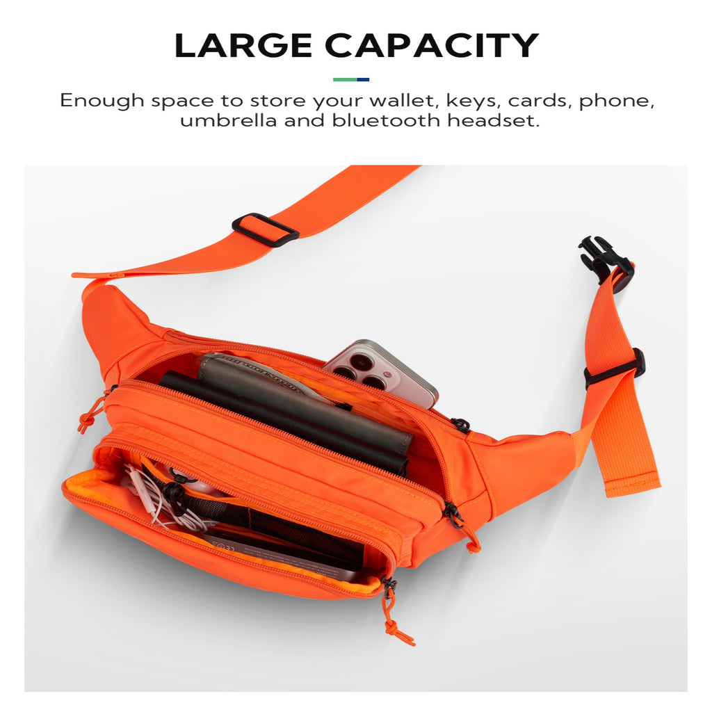 WATERFLY Unisex Large Capacity Walking Travel Nylon Fanny Pack Waist Bag,Yellow