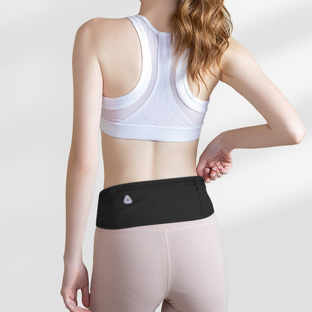 Harlier Slim Running Belt for Women Men-Runners, Phone Holder Fanny Pack, Adjustable Bounce Free Waist Pouch bag for Workout, Money Belt, Run Gear Accessories - Black