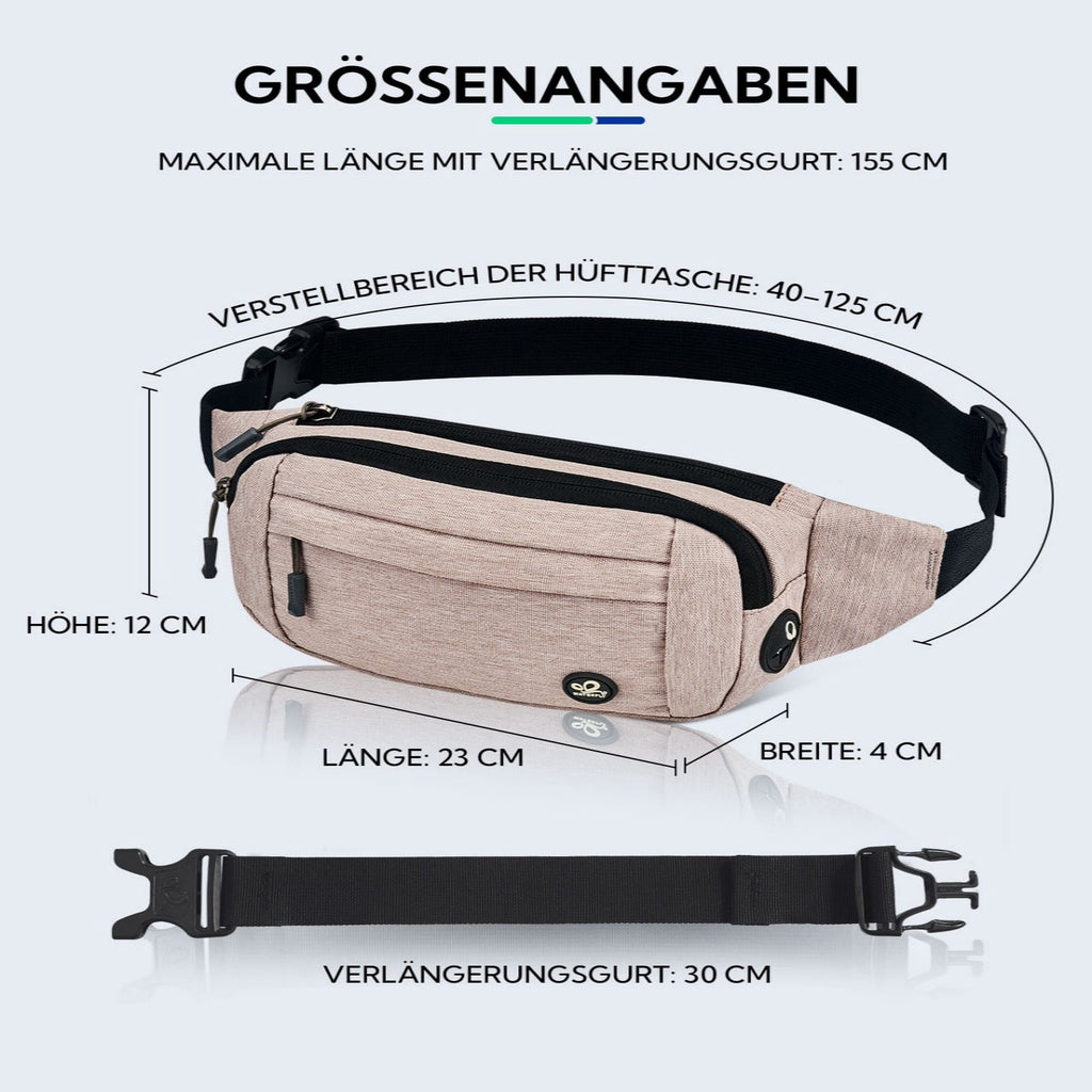 WATERFLY Unisex Lightweight Running Hiking Jogging Nylon Fanny Pack Waist Bag-Dark Blue
