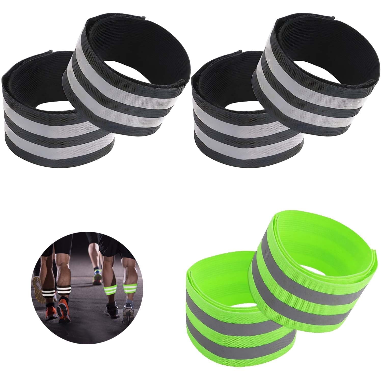 6 Pieces Reflective Strips Reflective Running Gear Reflective Armbands Flexible Reflective Strips Reflective Arm Bands Adults For Running Jogging Hiking Walking