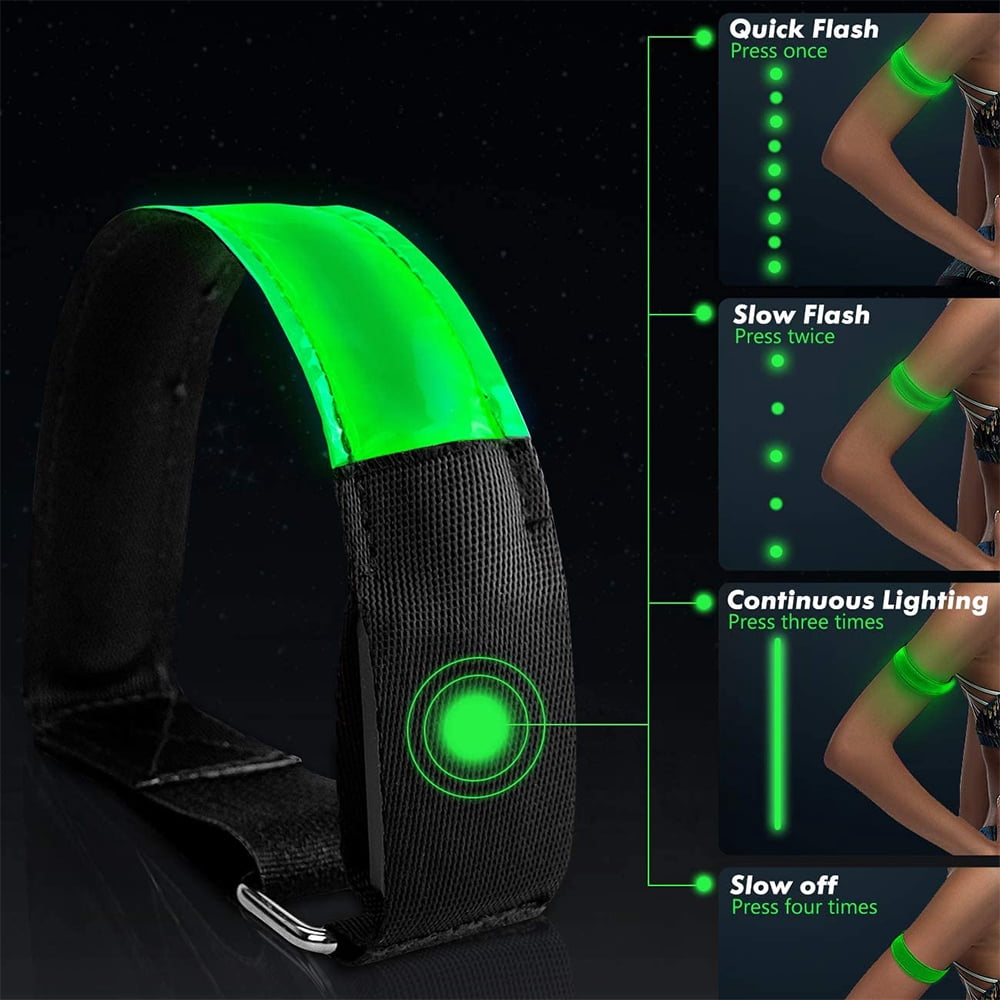Running Light for Runners (2 Pack) Rechargeable LED Armband Reflective Running Gear, LED Light Up Band for Joggers Bikers Walkers