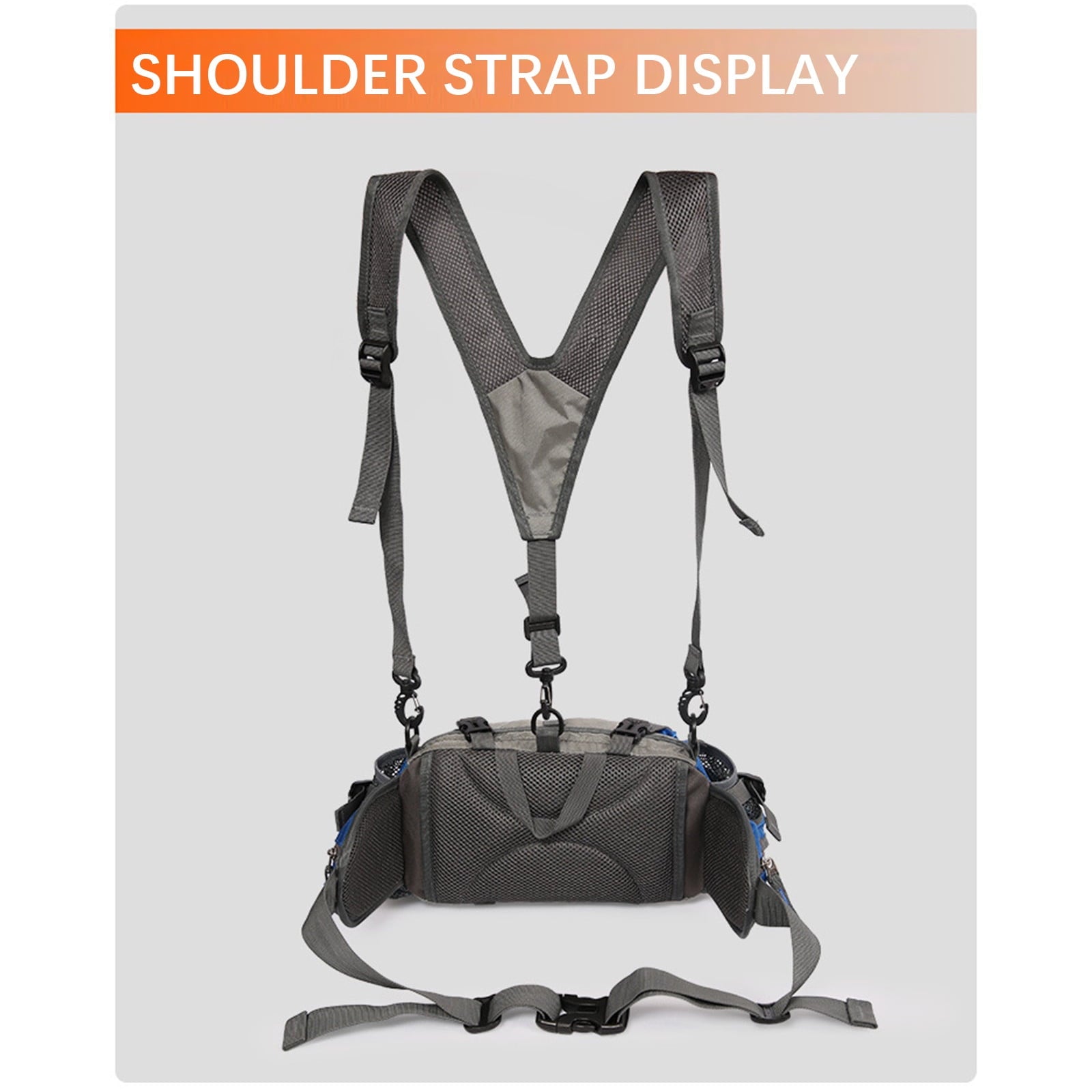 PATLOLLAV Hiking Fanny Pack with Water Bottle Holder,Double Shoulder Straps, Hiking Essentials for Men Women Waterproof Outdoor Waist Bag, Lumbar Backpack for Fishing Hunting Running Sports