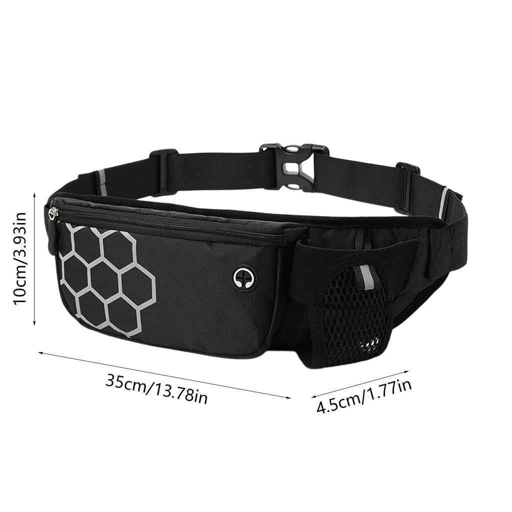 Running Waist Pack with Water Bottle Holder | Waterproof Sports Belt Bag for Phone & Keys | Unisex Fanny Pack 27x14cm | Lightweight Marathon Running Gear & Hiking Hydration Pack | 100g