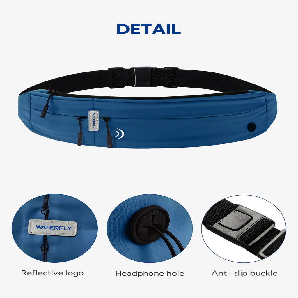 WATERFLY Unisex Adjustable Non-Slip Jogging Exercise Fitness Nylon Running Waist Belt,Black