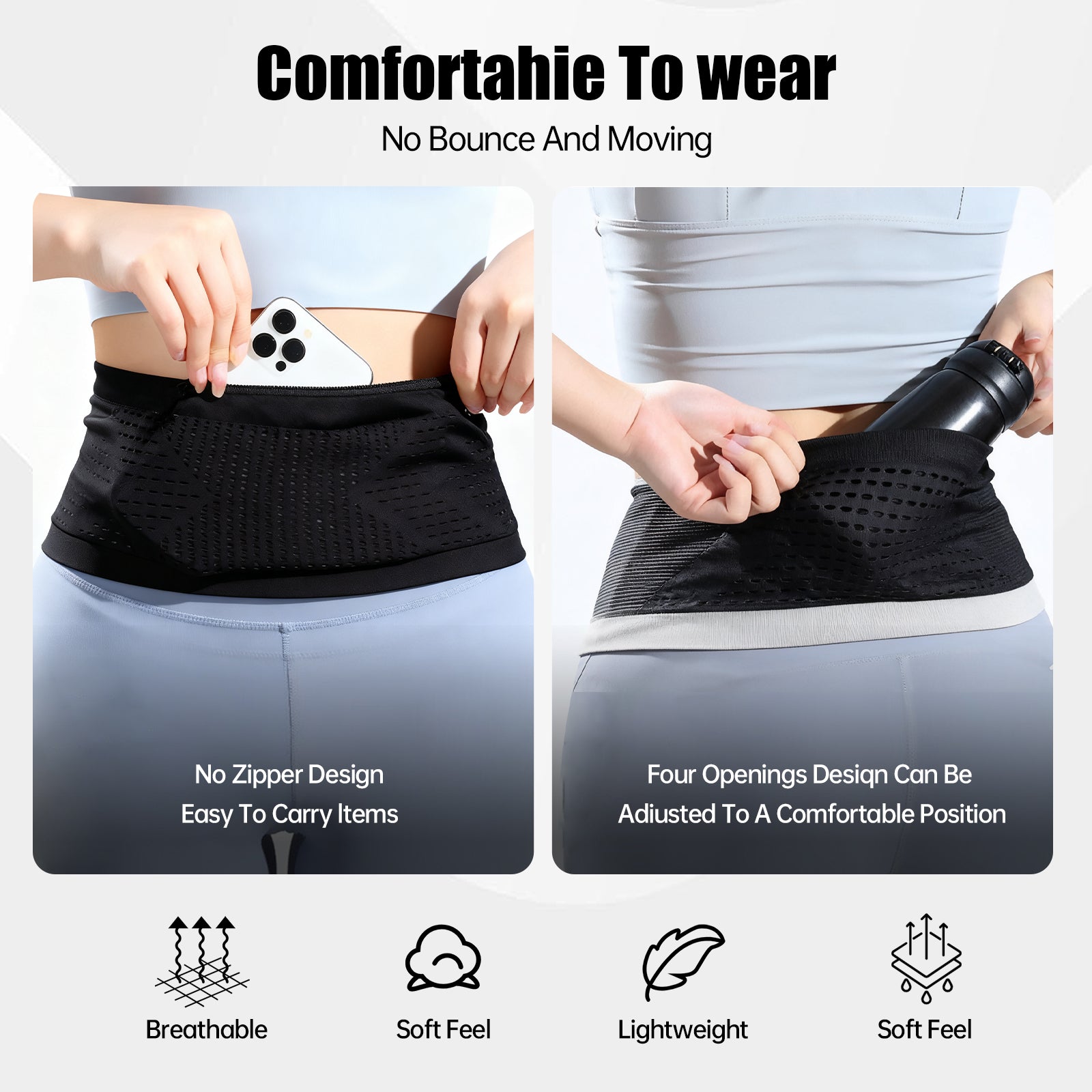 Running Belt for Women 360° Flip Belt - Nylon 3D Mesh Expandable Runners Belt for Gym Hiking