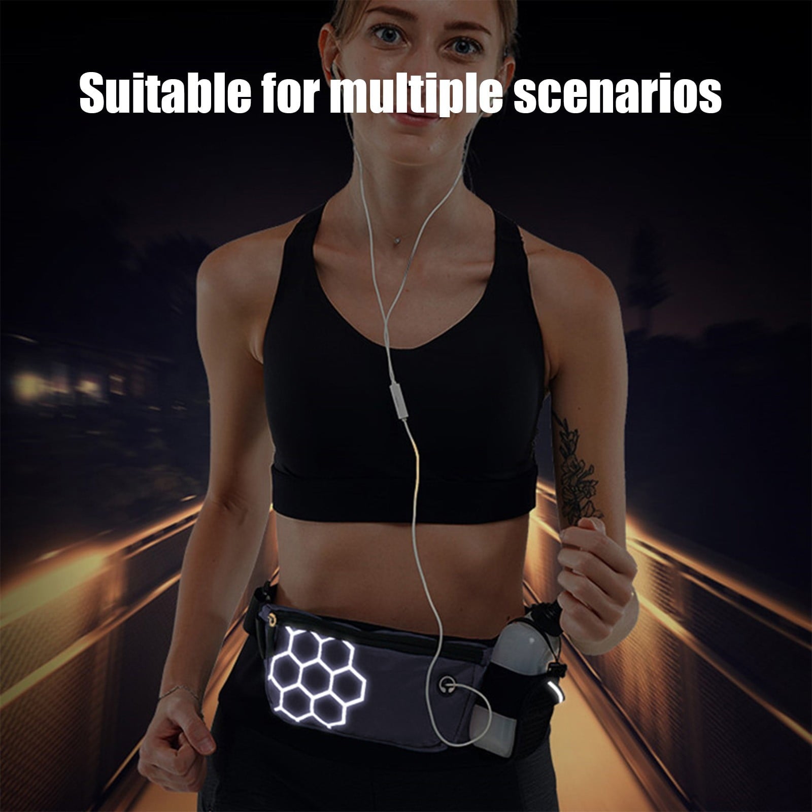 Running Add-Ons Water Bottle Waist Pack, Waterproof Close-fitting Lasting Stay Long Wear Gear, Unisex Running Belt for Phone Keys Outdoor Sports