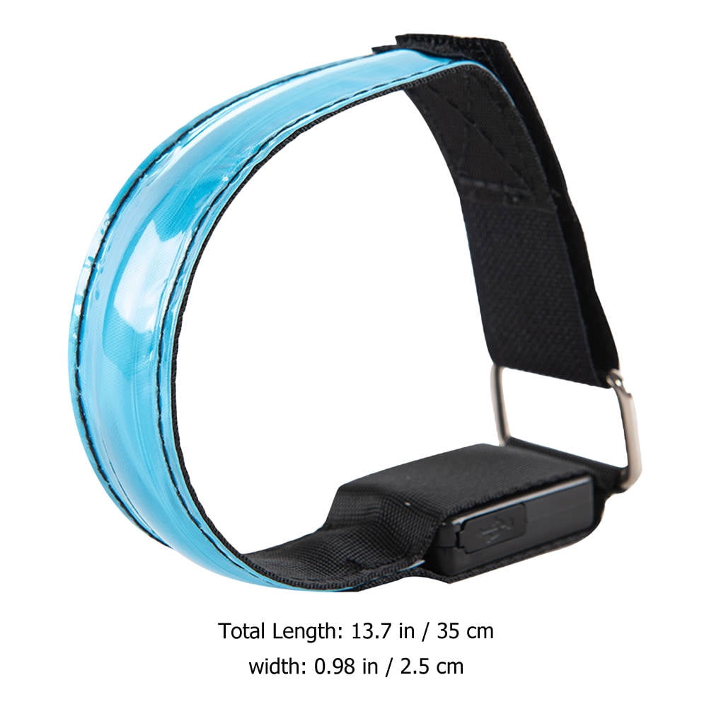 Milisten 2Pcs Adjustable Blue Nylon LED Armband Reflective Safety Gear for Running