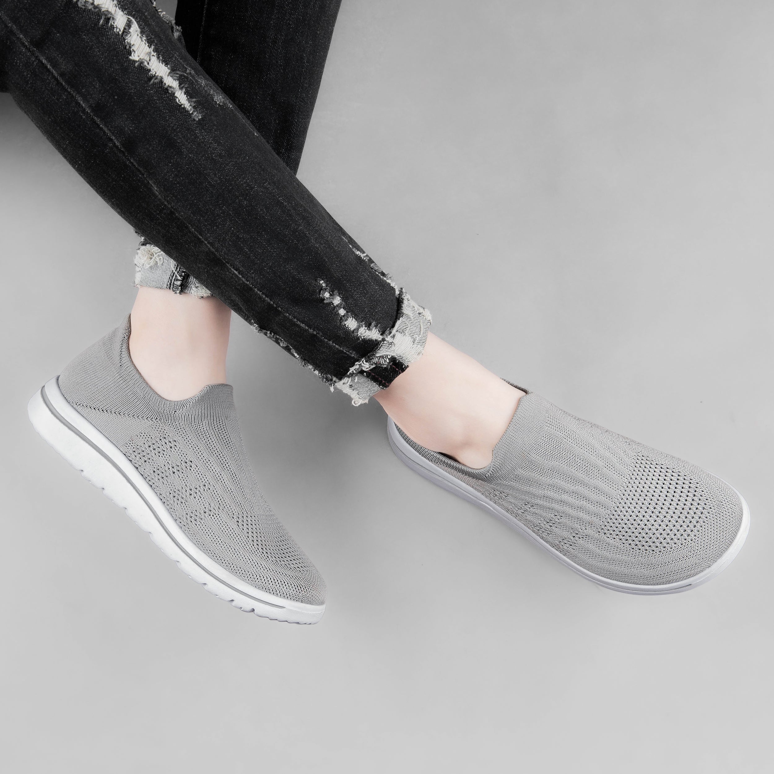 Unisex Sock Walking Shoes Wide Toe Box Slip-on Mens Running Shoe Womens Lightweight Casual Fashion Sneakers Black 8Women/6Men