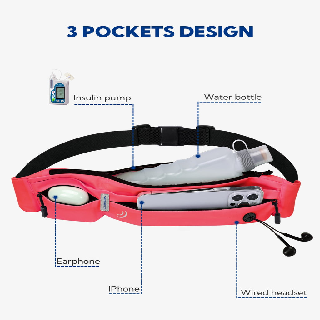 WATERFLY Unisex Adjustable Non-Slip Jogging Exercise Fitness Nylon Running Waist Belt,Black