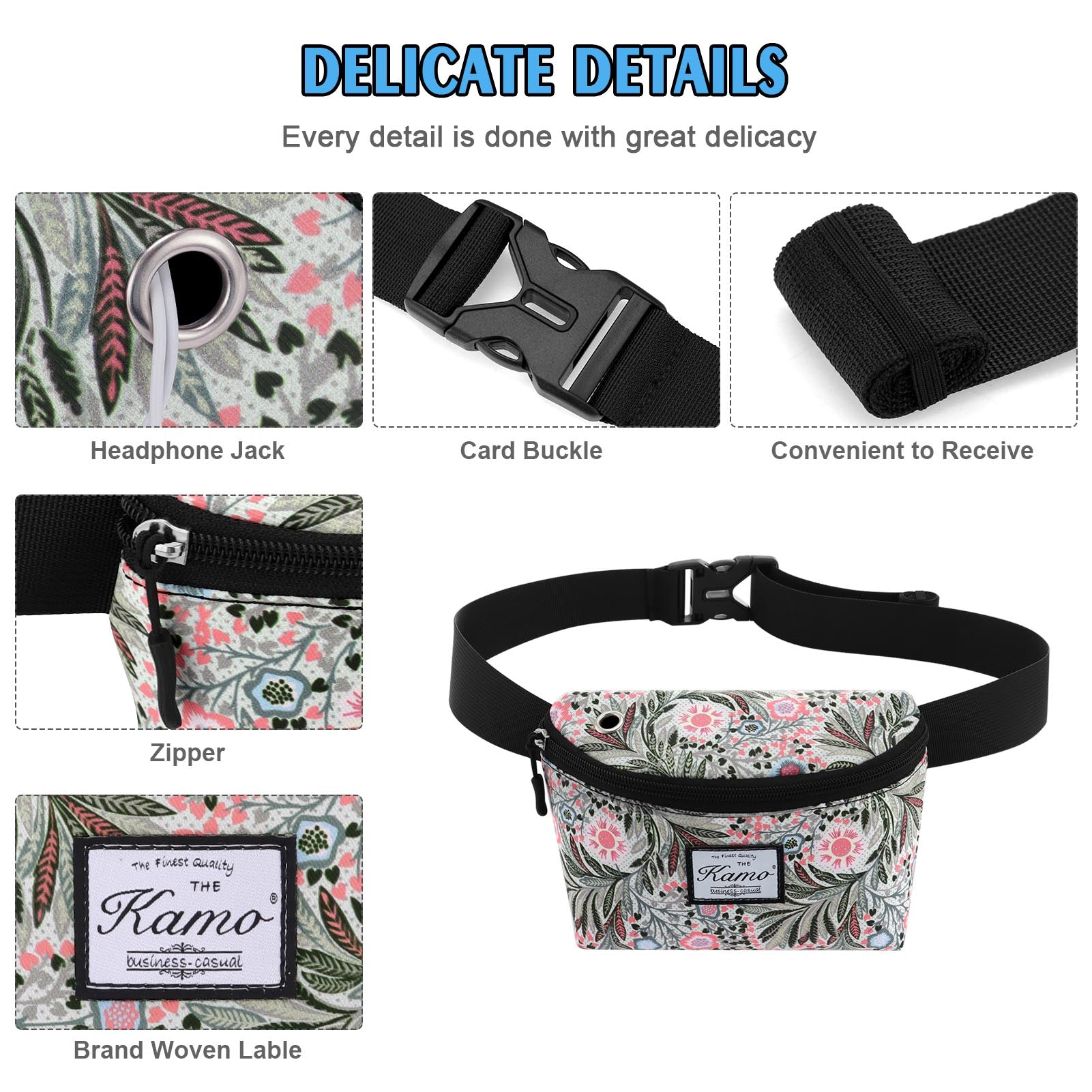HAWEE Fanny Packs for Women - Slim Yet Spacious Waist Pack with Headphone Cord Access - Lightweight Fannie Hip Bag Great for Hiking, Walking, Biking, Running, Travel