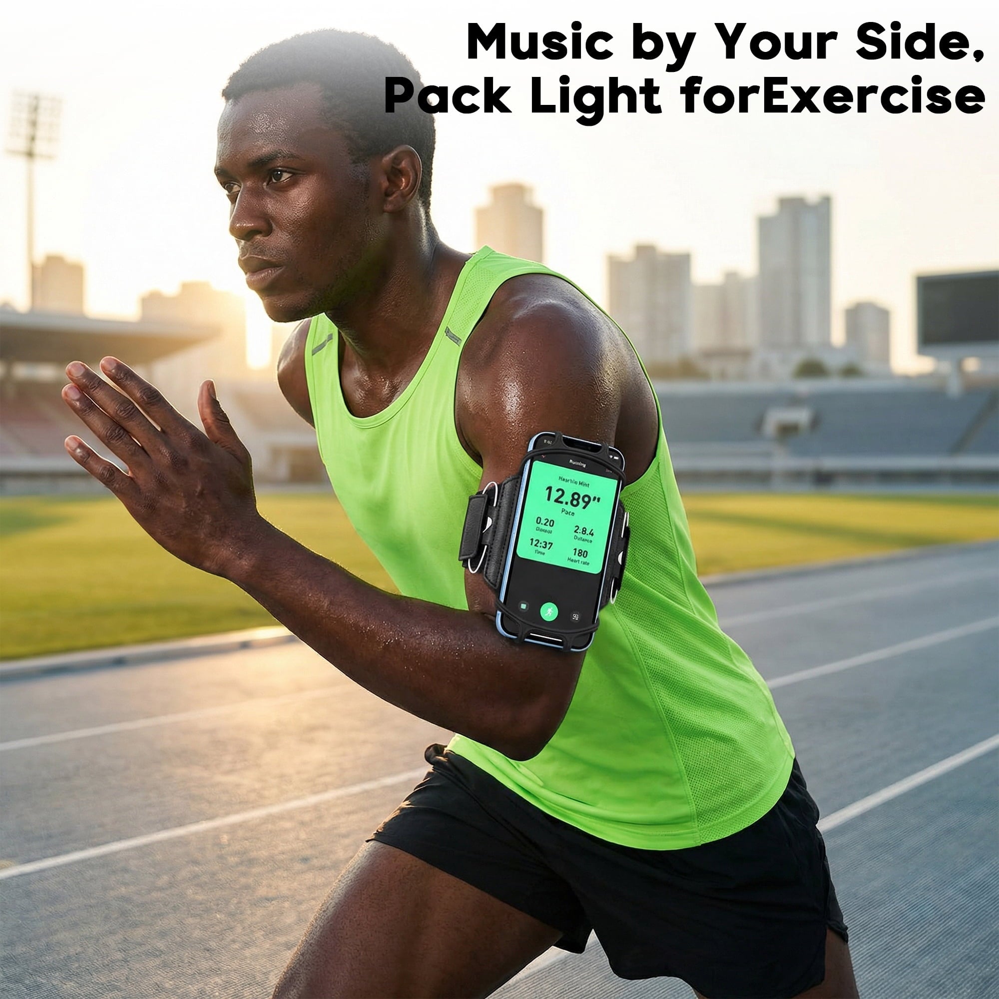 Rotatable Silicone Running Armband – Detachable Phone Holder with Key & Headphone Holder for Outdoor Sports and Exercise