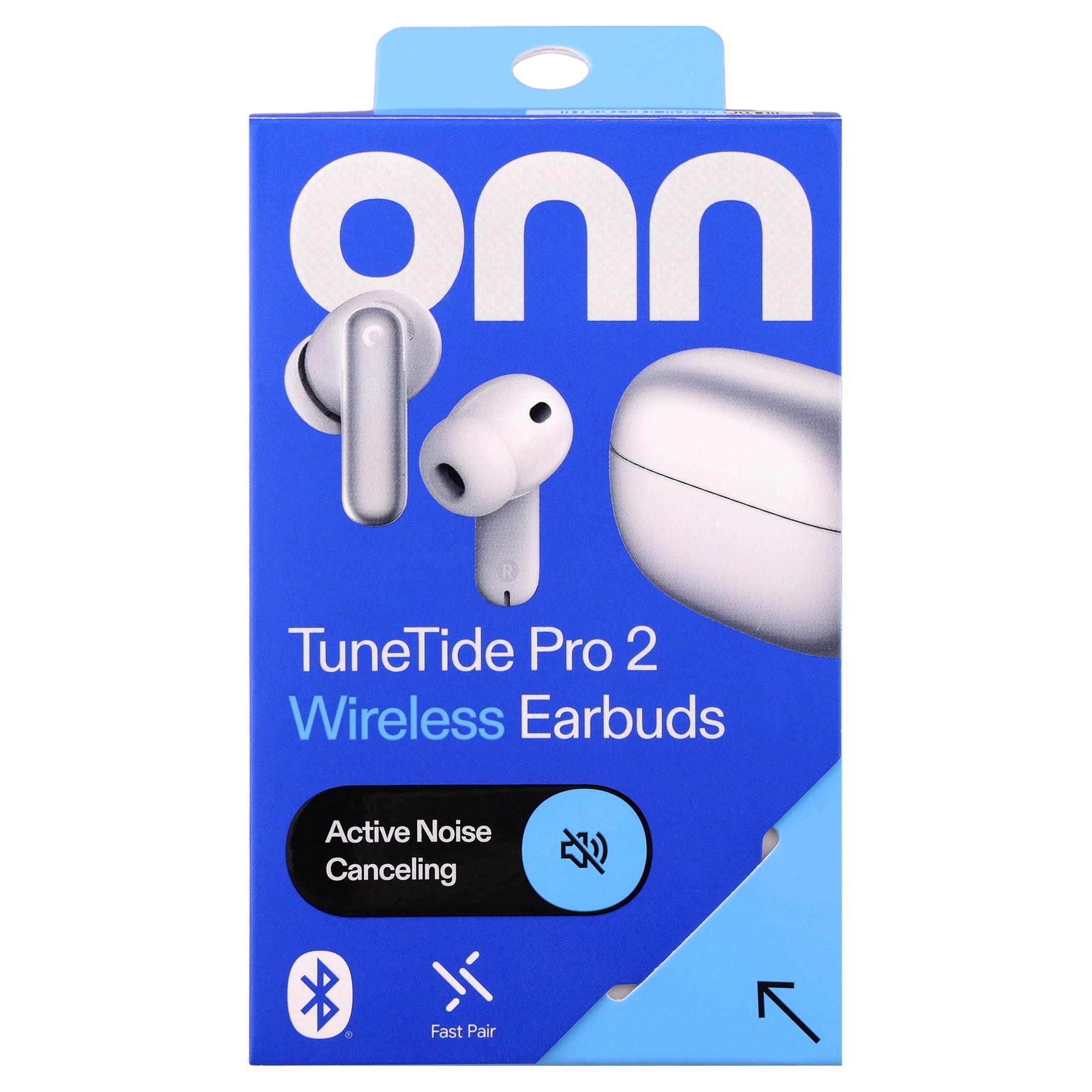 onn TuneTide Pro 2 Wireless Earbuds, White